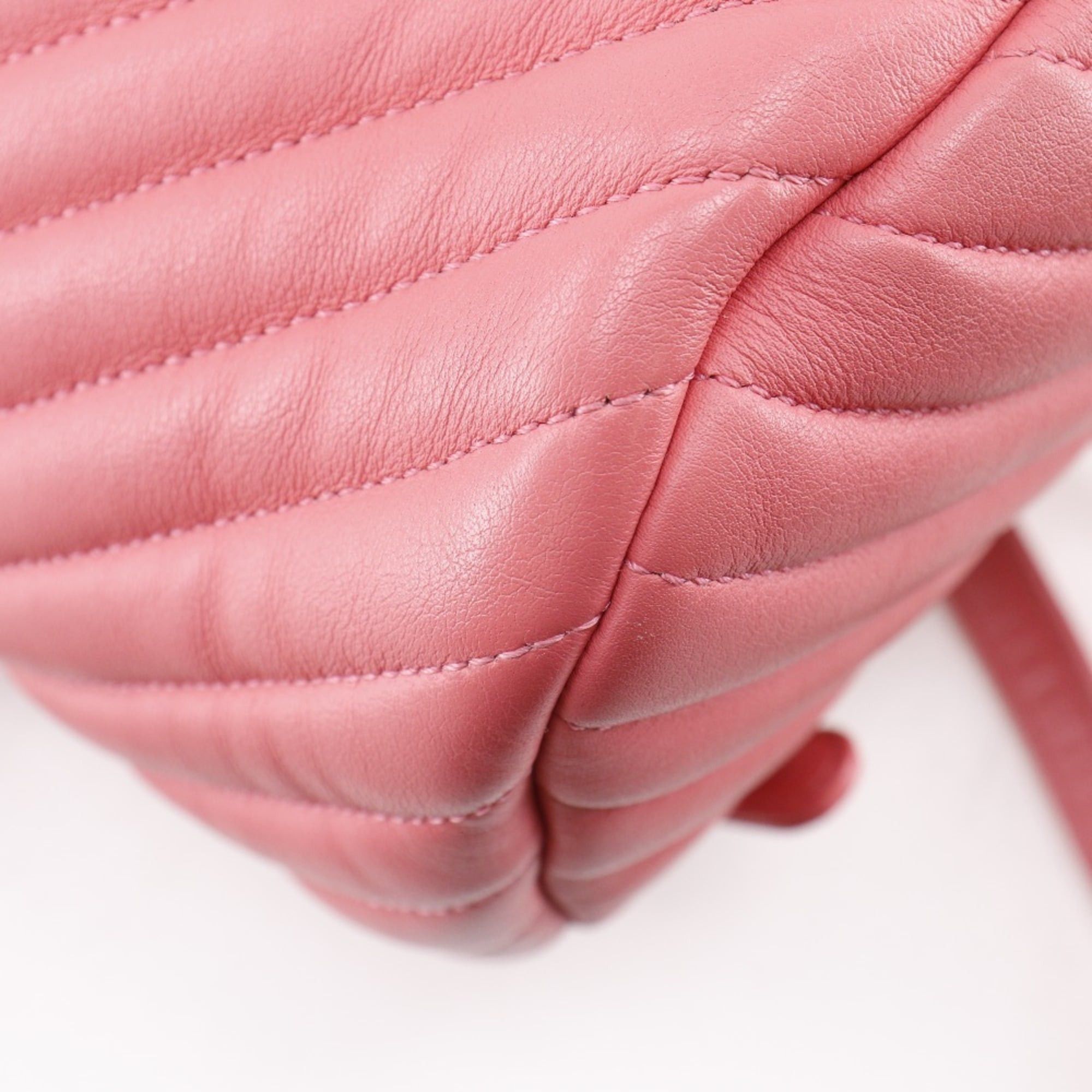 Chanel CHANEL Chevron Backpack/Daypack, V-Stitch Chain Backpack A91121, Lambskin Pink, 2-Way, A5, Turn Lock, Chevron, Women's Size ONE SIZE - 4 Thumbnail