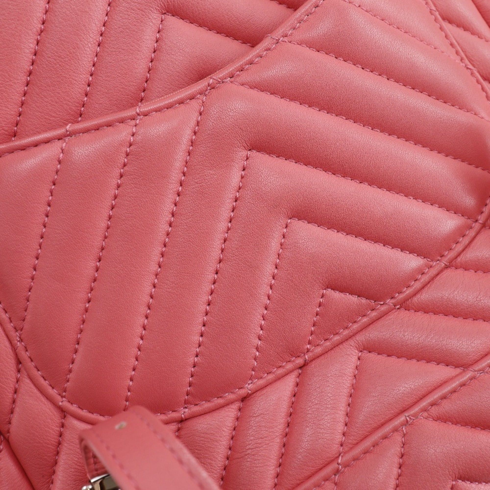 Chanel CHANEL Chevron Backpack/Daypack, V-Stitch Chain Backpack A91121, Lambskin Pink, 2-Way, A5, Turn Lock, Chevron, Women's Size ONE SIZE - 11 Thumbnail