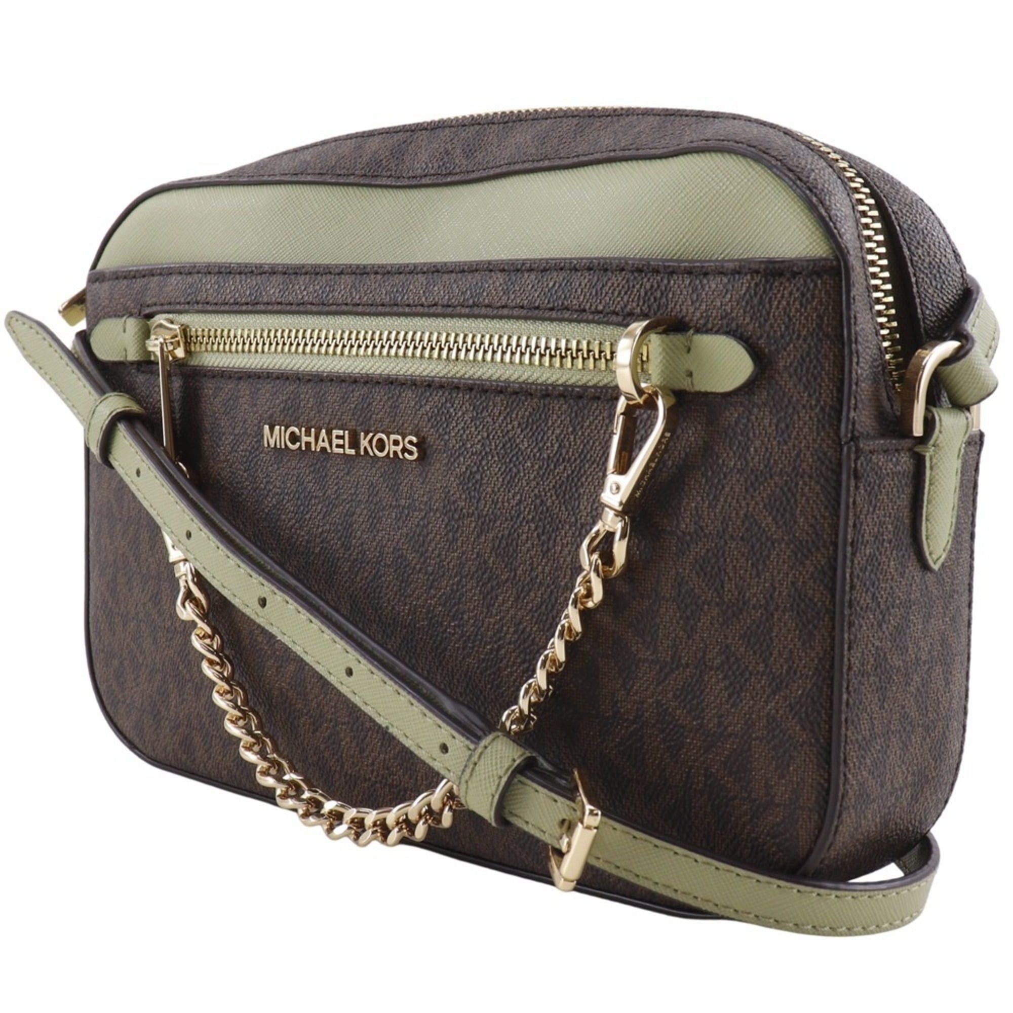 Michael Kors Michael Kors JET SET ITEM EW Zip Chain Shoulder Bag, MK Signature PVC, Brown, A5, Women's Size ONE SIZE - 2 Thumbnail