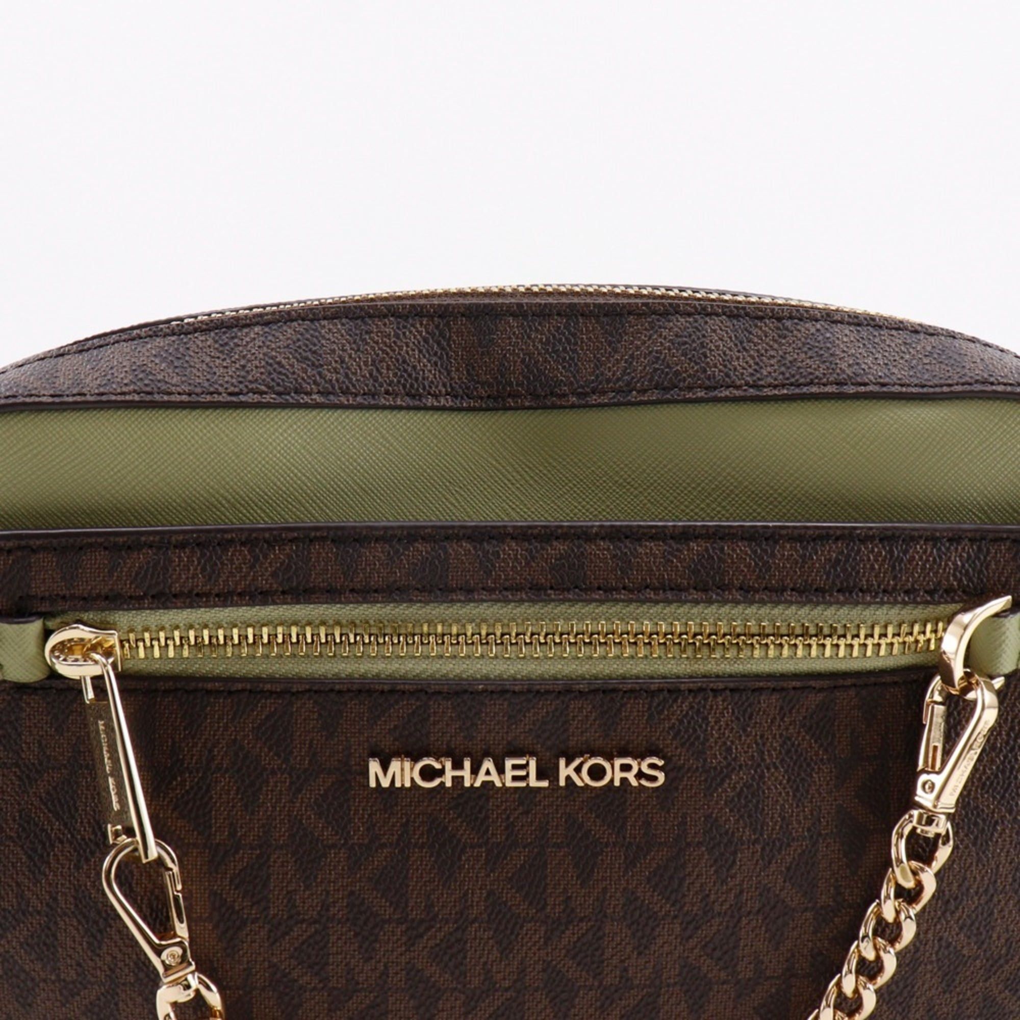 Michael Kors Michael Kors JET SET ITEM EW Zip Chain Shoulder Bag, MK Signature PVC, Brown, A5, Women's Size ONE SIZE - 8 Thumbnail
