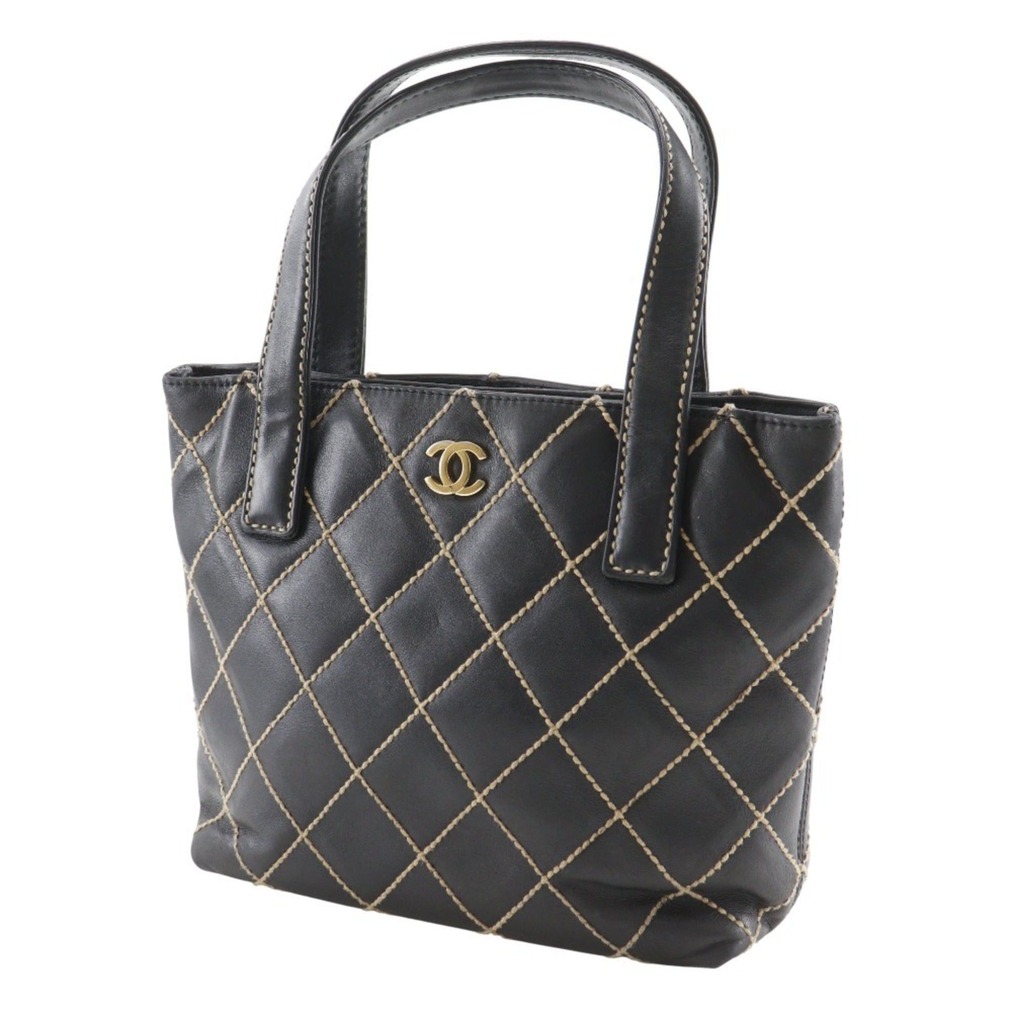 Chanel CHANEL Wild Stitch Handbag, Black Calfskin, A5 Size, Magnetic Included, Women's Size ONE SIZE - 2 Thumbnail