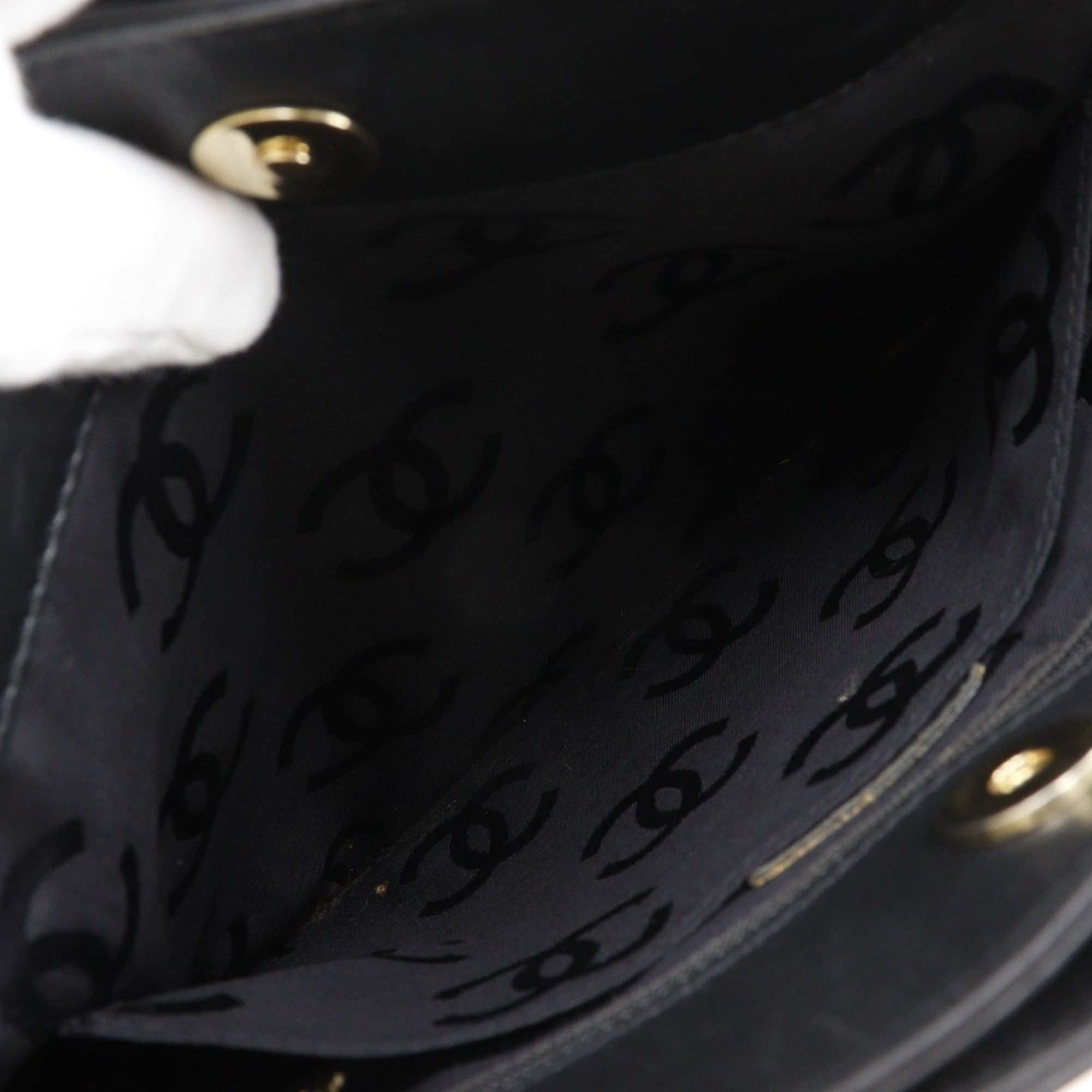 Chanel CHANEL Wild Stitch Handbag, Black Calfskin, A5 Size, Magnetic Included, Women's Size ONE SIZE - 10 Thumbnail