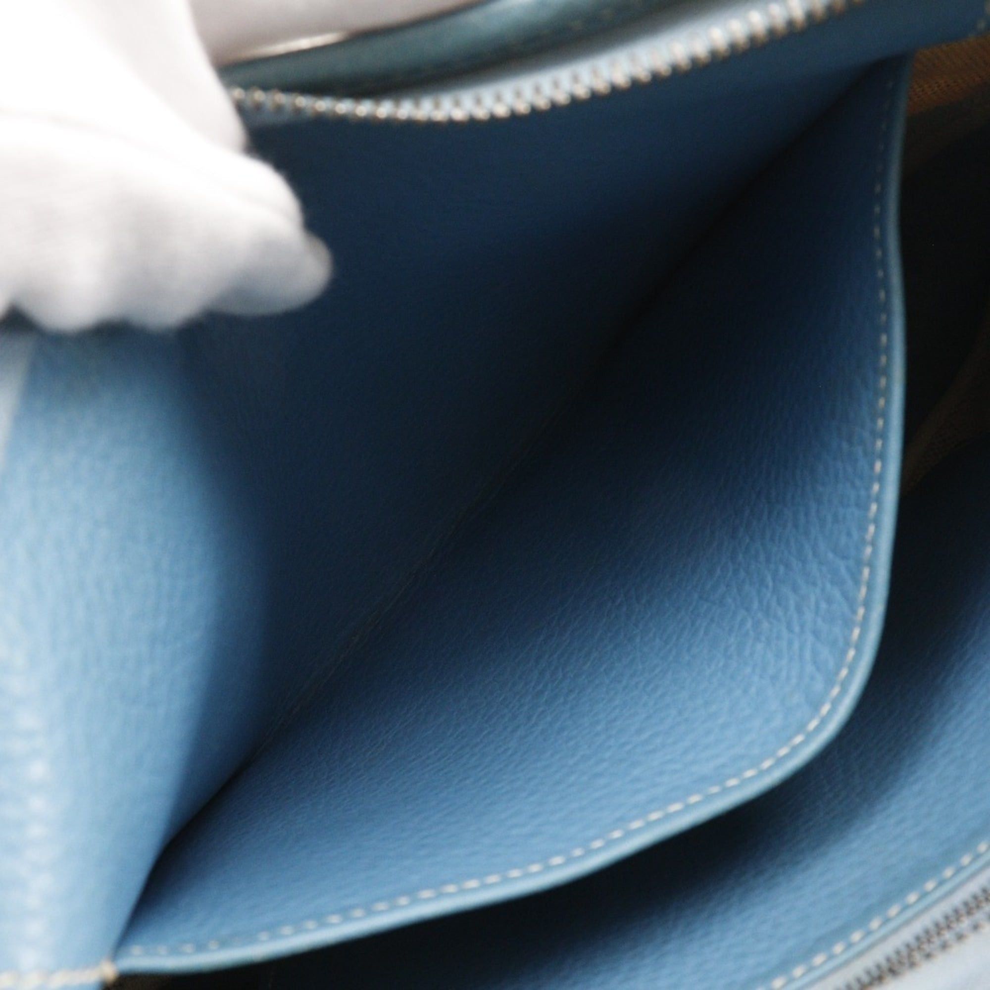 Hermes Hermes Hermès Trim 31 Shoulder Bag, Toile H x Taurillon Clemence Leather, 1999, Natural/Blue Jean, C A5 31, Women's Size ONE SIZE - 7 Thumbnail