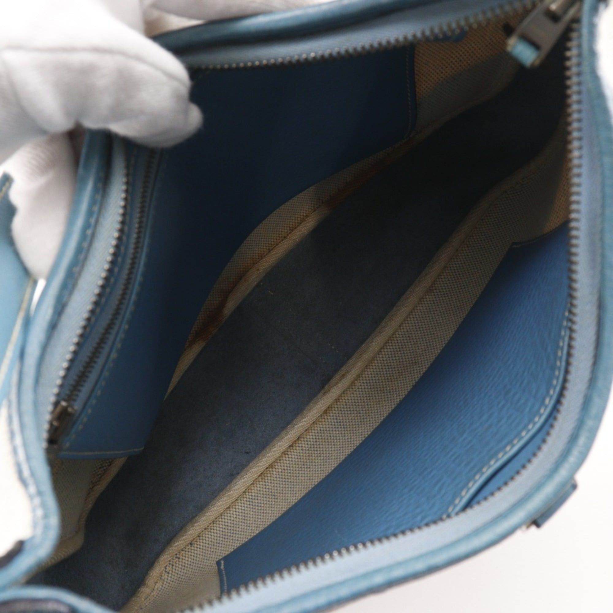 Hermes Hermes Hermès Trim 31 Shoulder Bag, Toile H x Taurillon Clemence Leather, 1999, Natural/Blue Jean, C A5 31, Women's Size ONE SIZE - 6 Thumbnail
