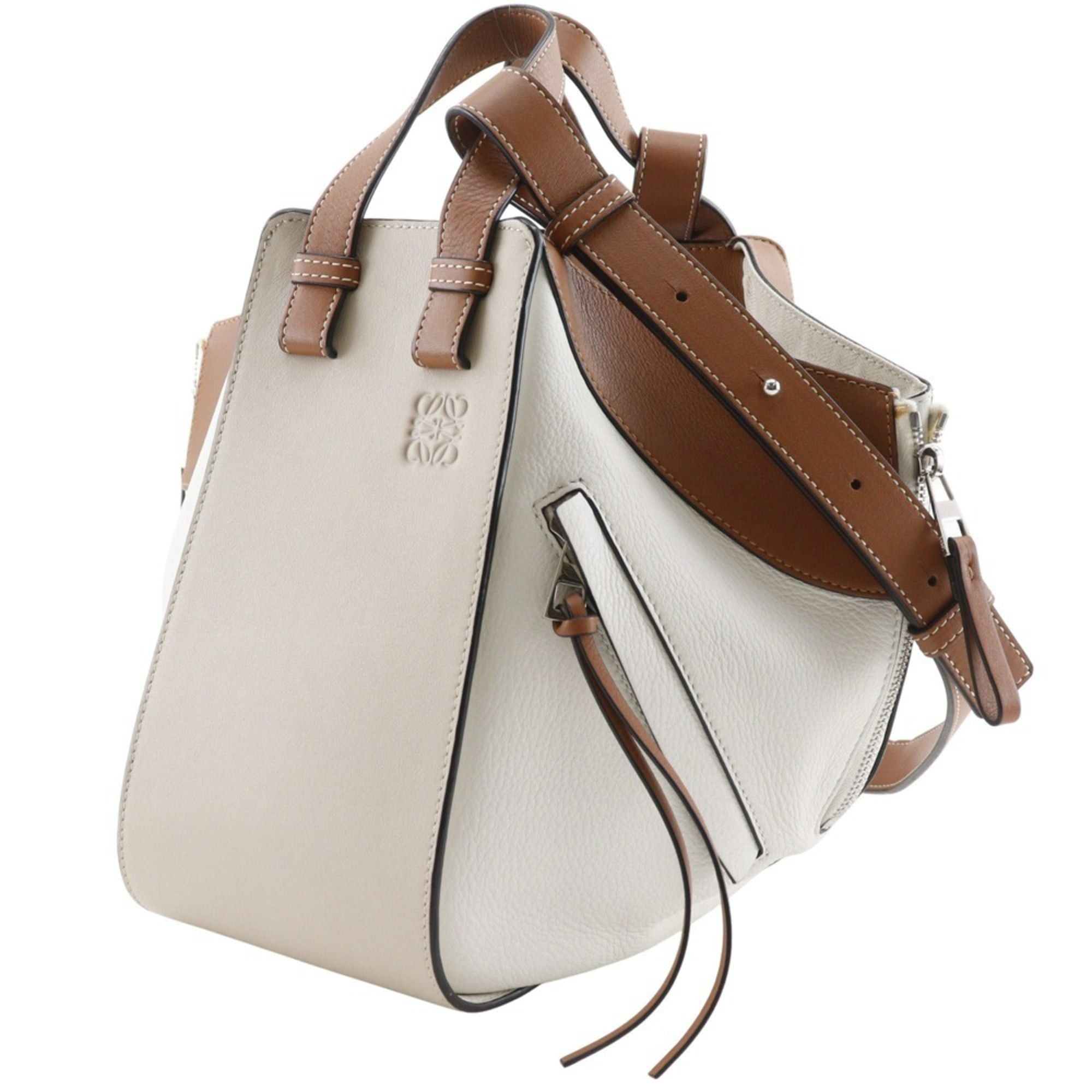 Loewe LOEWE Hammock Small Handbag, 2-Way Shoulder Bag, Brown/White Calfskin, A5 Size, Women's Size ONE SIZE - 2 Thumbnail