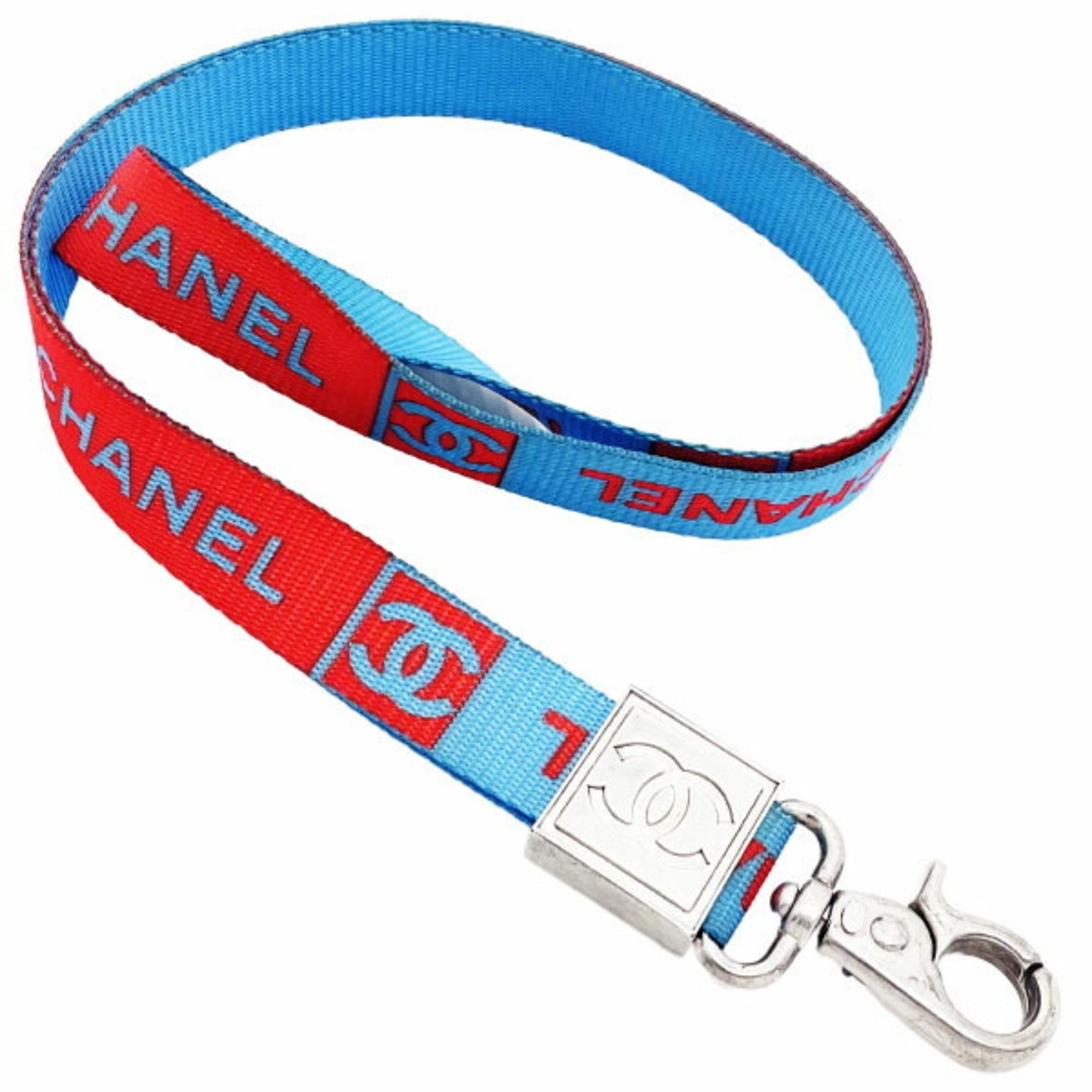 Prada Chanel Nylon Neck Strap, Orange, Light Blue, 02S, CHANEL CC Coco Mark, Two-Tone Design, Long Key Hook, ID HH-16604 Size ONE SIZE - 3 Thumbnail