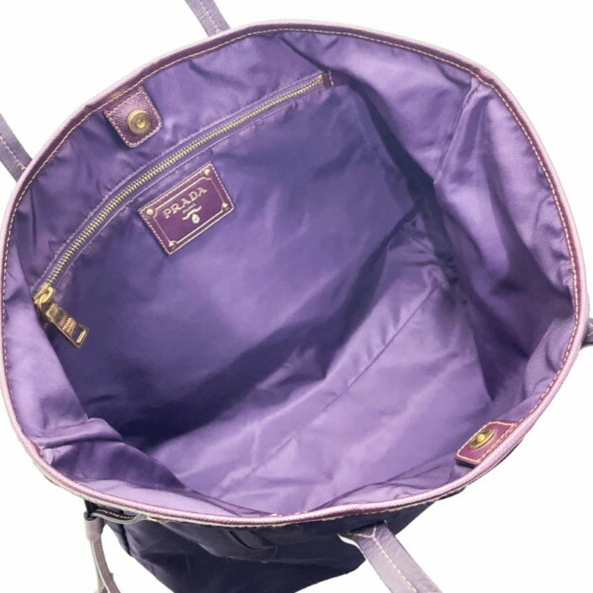 Prada Prada TESS.FROISSE' SAFFIANO Tote Bag, Wrinkled Tessuto Nylon and Leather Shoulder Bag in Purple (BR4001). Also available: Outlet Handbags, (AARR-16656). Size ONE SIZE - 7 Thumbnail