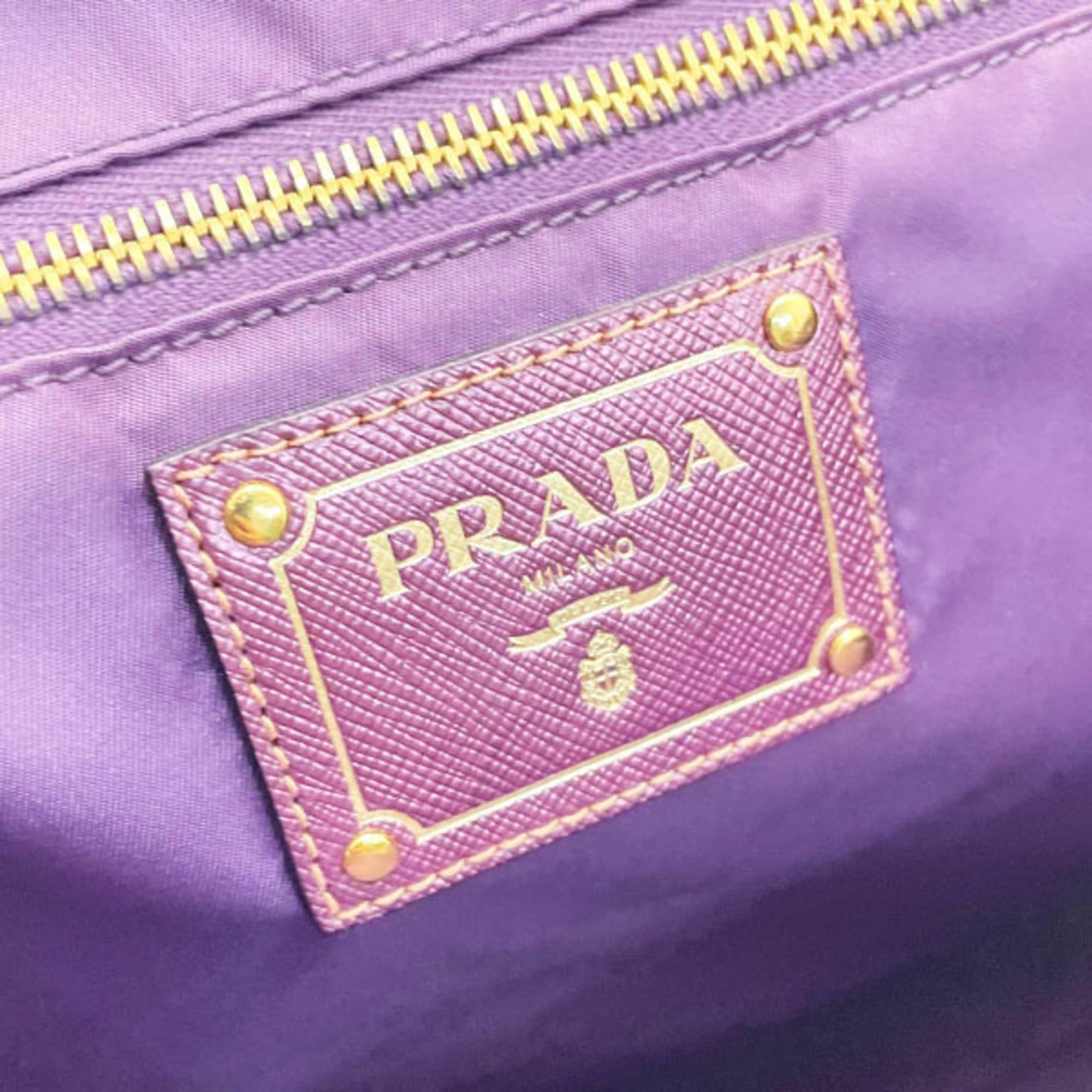 Prada Prada TESS.FROISSE' SAFFIANO Tote Bag, Wrinkled Tessuto Nylon and Leather Shoulder Bag in Purple (BR4001). Also available: Outlet Handbags, (AARR-16656). Size ONE SIZE - 8 Thumbnail