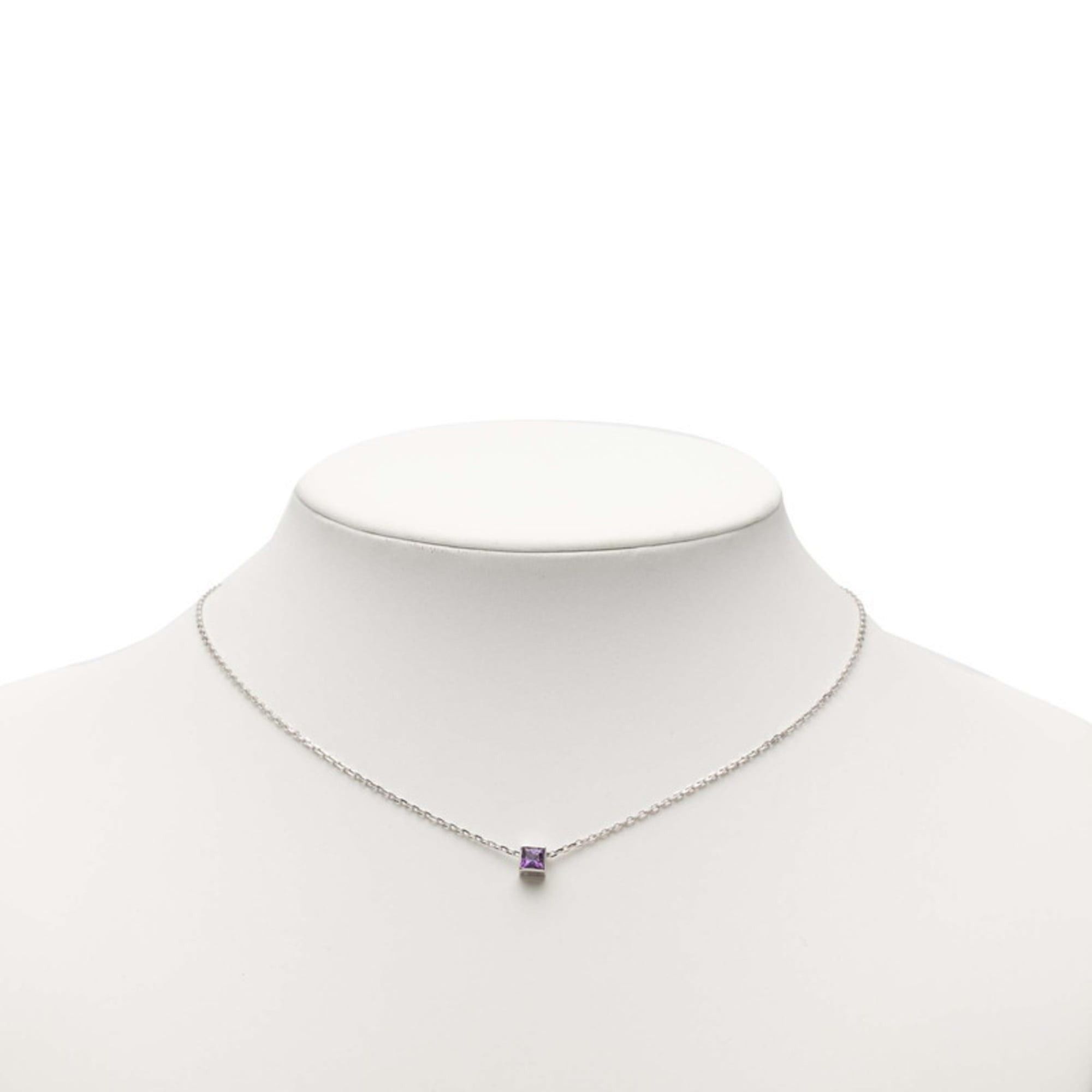 Gucci Gucci Silver 18K White Gold Amethyst Cube Logo Pendant Necklace for Women Size ONE SIZE - 6 Thumbnail
