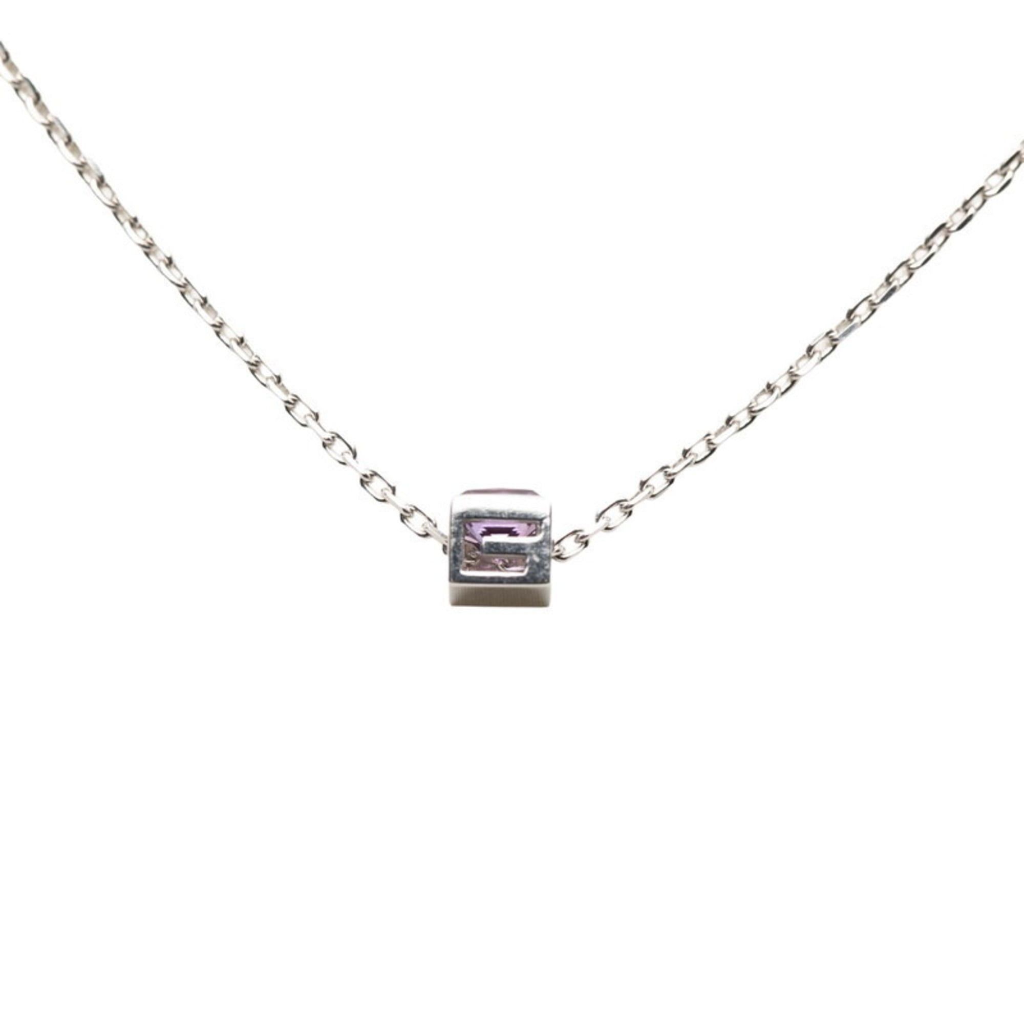 Gucci Gucci Silver 18K White Gold Amethyst Cube Logo Pendant Necklace for Women Size ONE SIZE - 2 Thumbnail