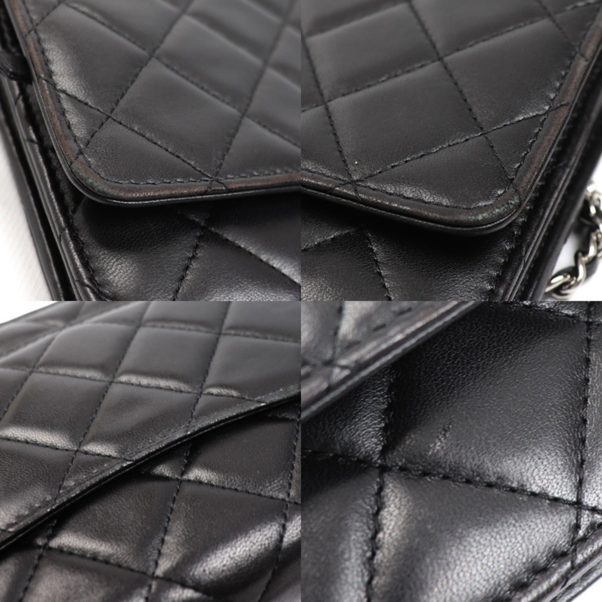 Chanel CHANEL Chain Wallet Lambskin Shoulder Bag Black AP0250 Women's Size ONE SIZE - 8 Thumbnail