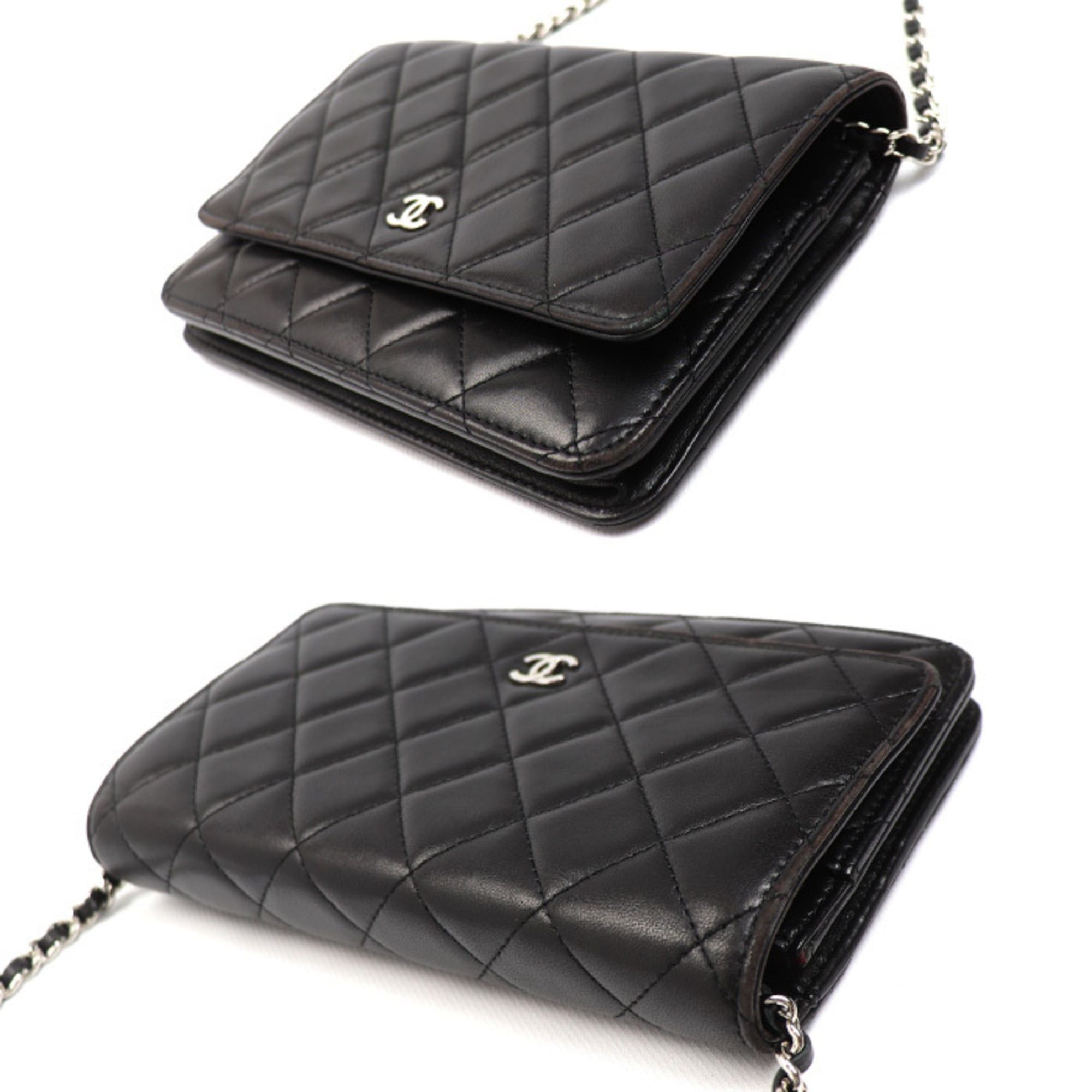 Chanel CHANEL Chain Wallet Lambskin Shoulder Bag Black AP0250 Women's Size ONE SIZE - 3 Thumbnail