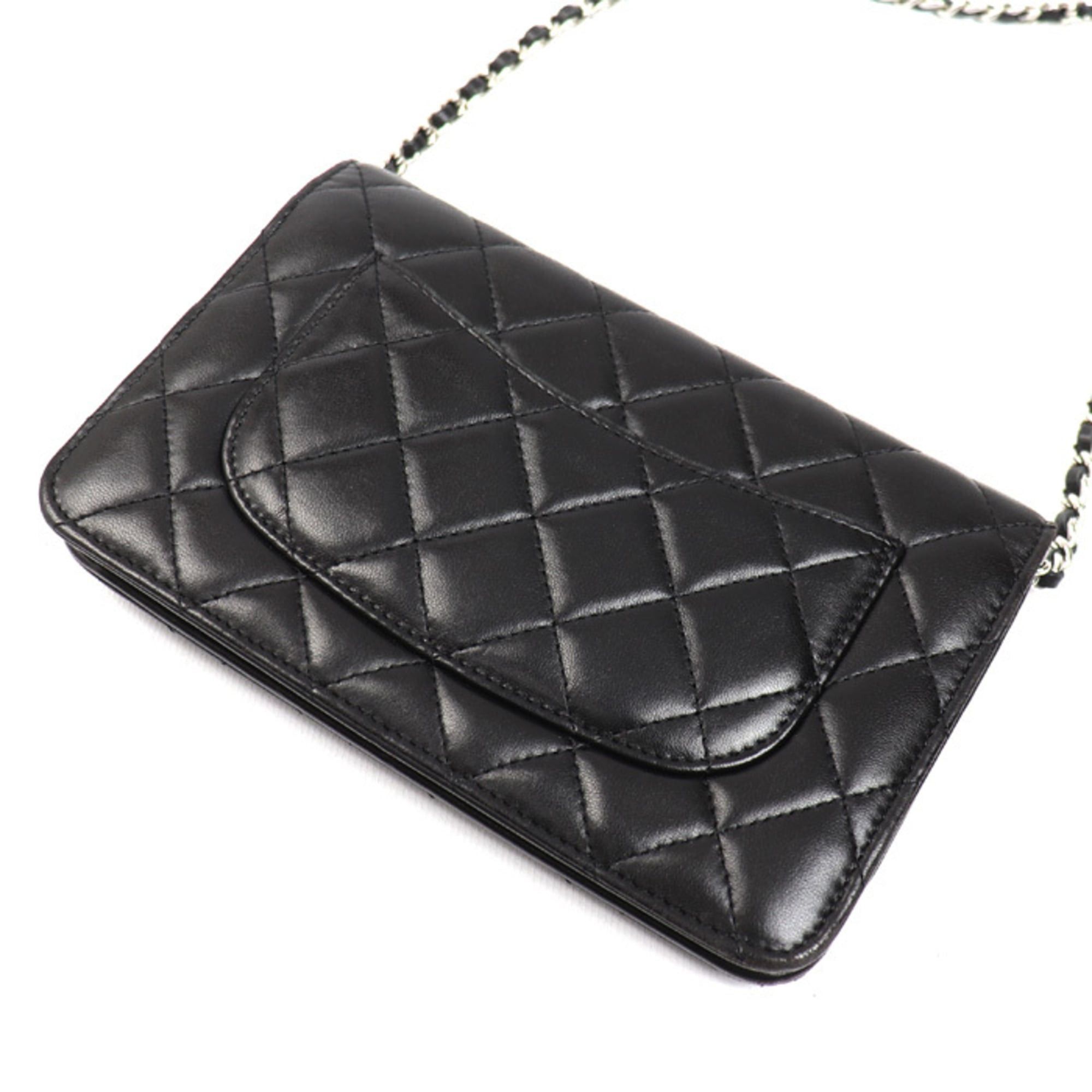 Chanel CHANEL Chain Wallet Lambskin Shoulder Bag Black AP0250 Women's Size ONE SIZE - 2 Thumbnail