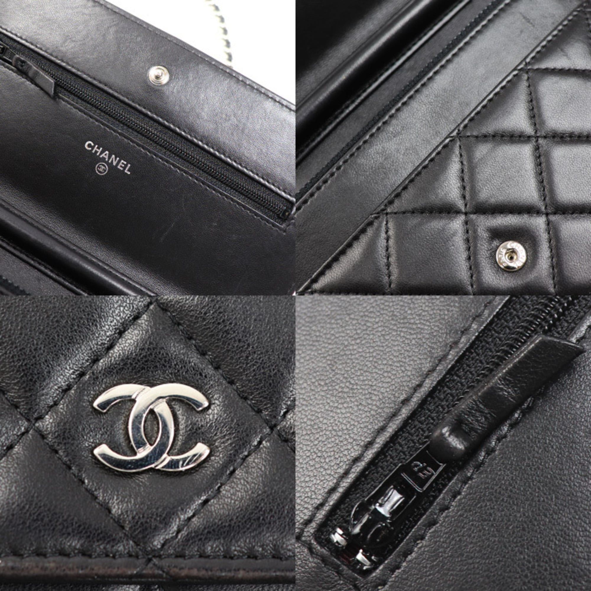 Chanel CHANEL Chain Wallet Lambskin Shoulder Bag Black AP0250 Women's Size ONE SIZE - 7 Thumbnail