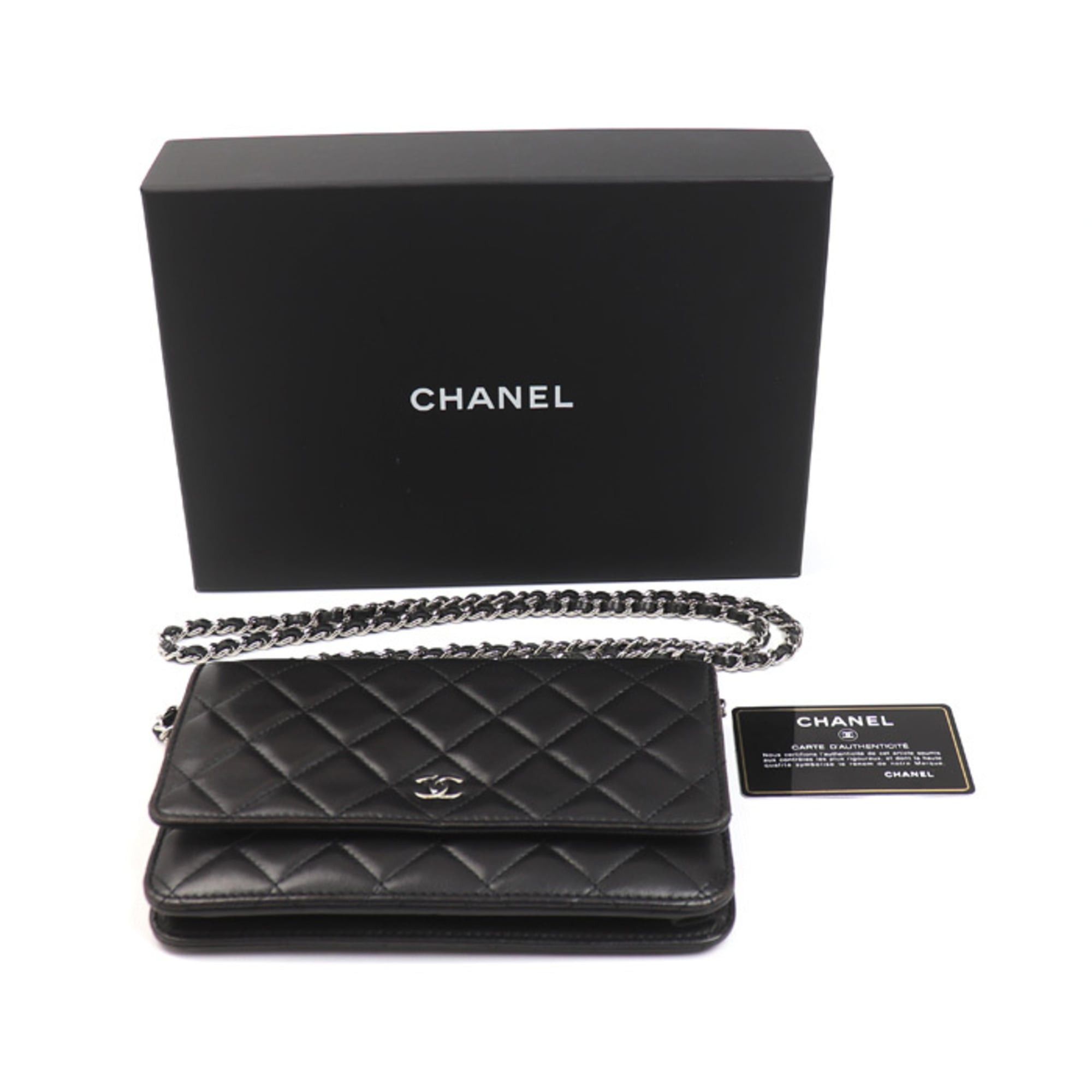 Chanel CHANEL Chain Wallet Lambskin Shoulder Bag Black AP0250 Women's Size ONE SIZE - 9 Thumbnail