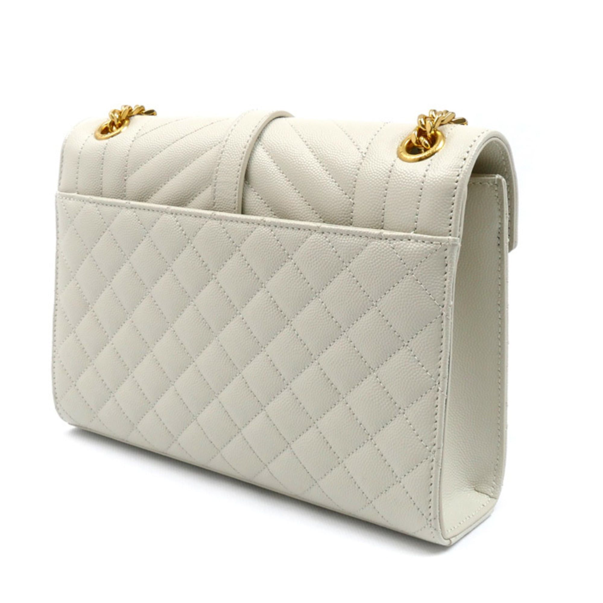 SAINT LAURENT Envelope Medium Shoulder Bag, White, 600185, Women's