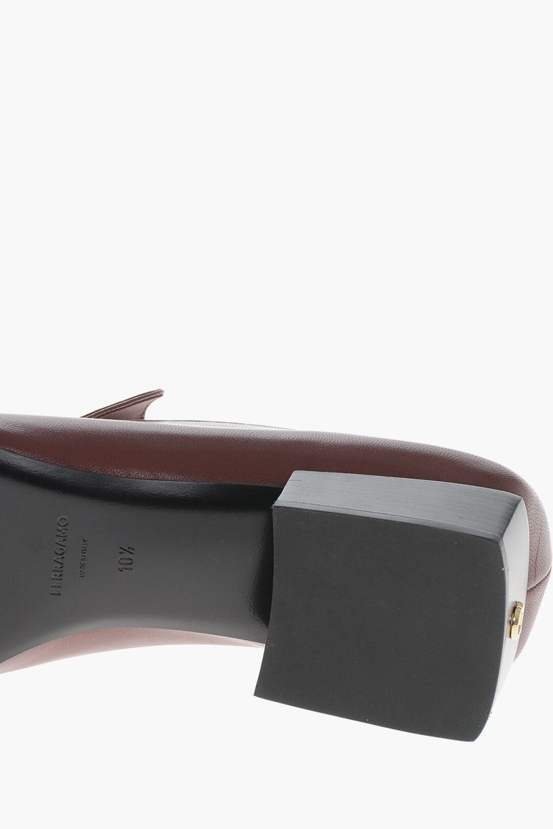 Salvatore Ferragamo Leather Loafers CARMELITA with Square Toe 4 cm Heel Size US 11 / IT 41 - 5 Thumbnail