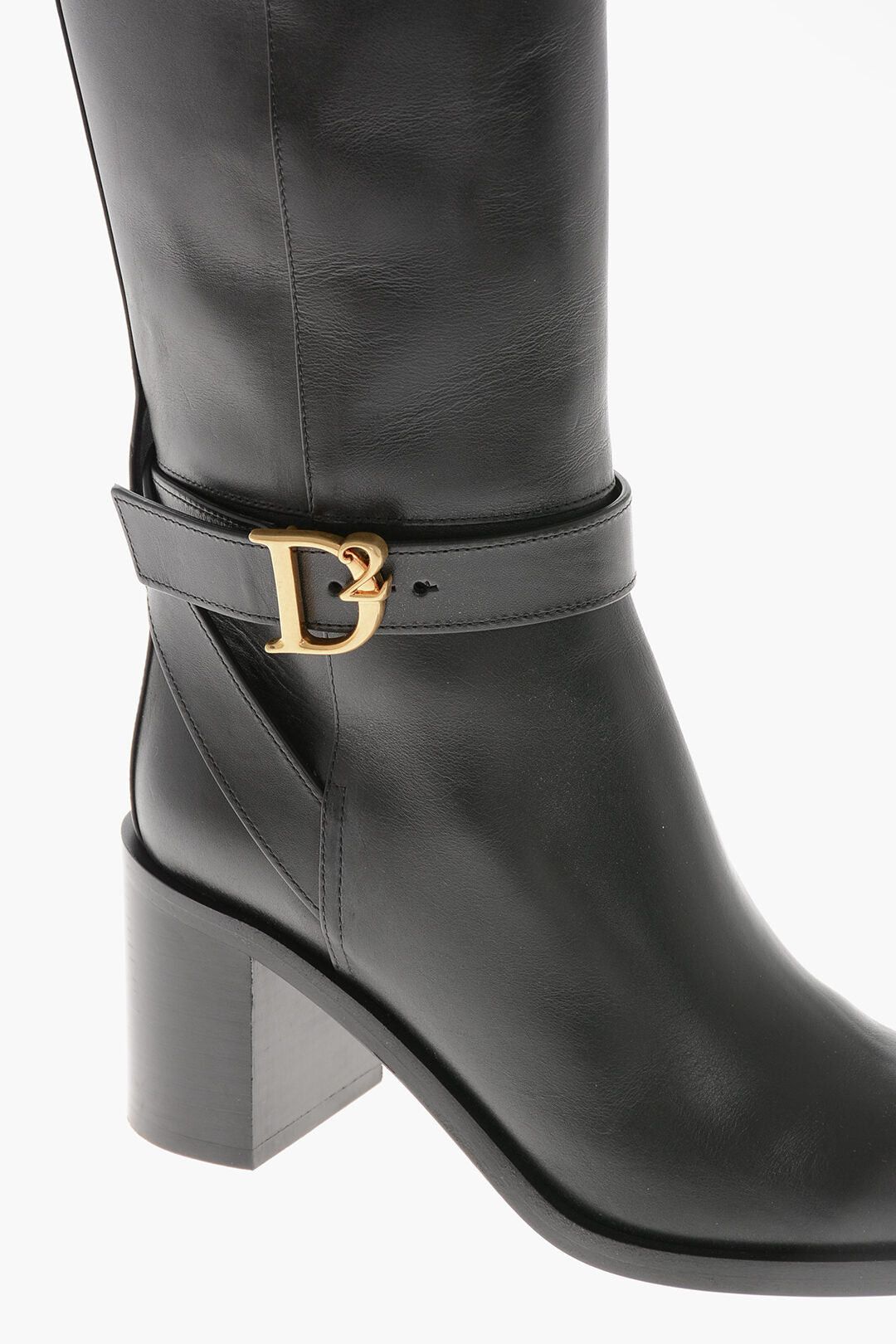 Dsquared2 Leather Boots With Gold-Effect Monogram And 7cm Heel Size US 6 / IT 36 - 4 Thumbnail