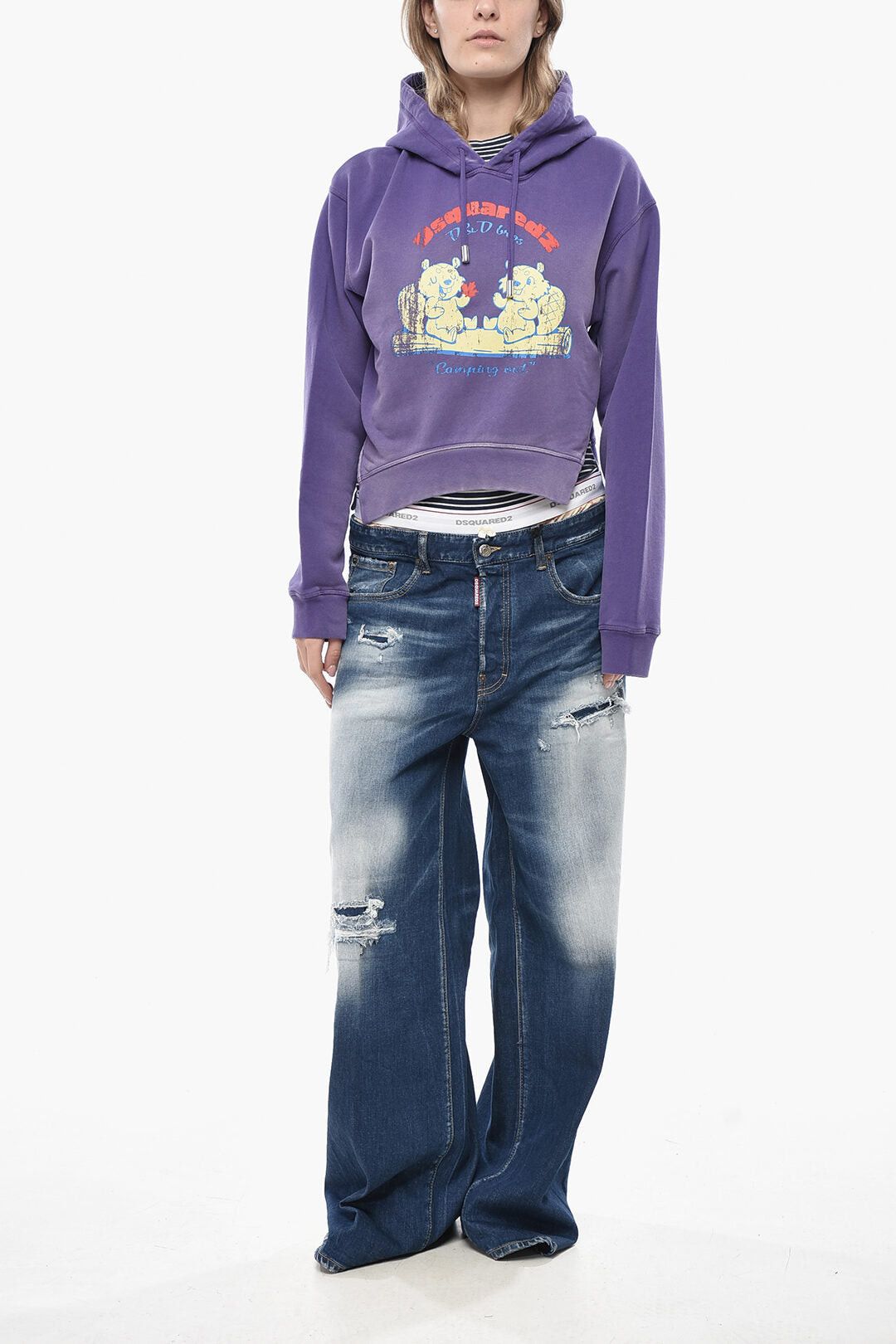 Dsquared2 Asymmetric Hoodie ROUND RIB FIT with Front Print Size XXS / US 00 / IT 34 - 4 Thumbnail