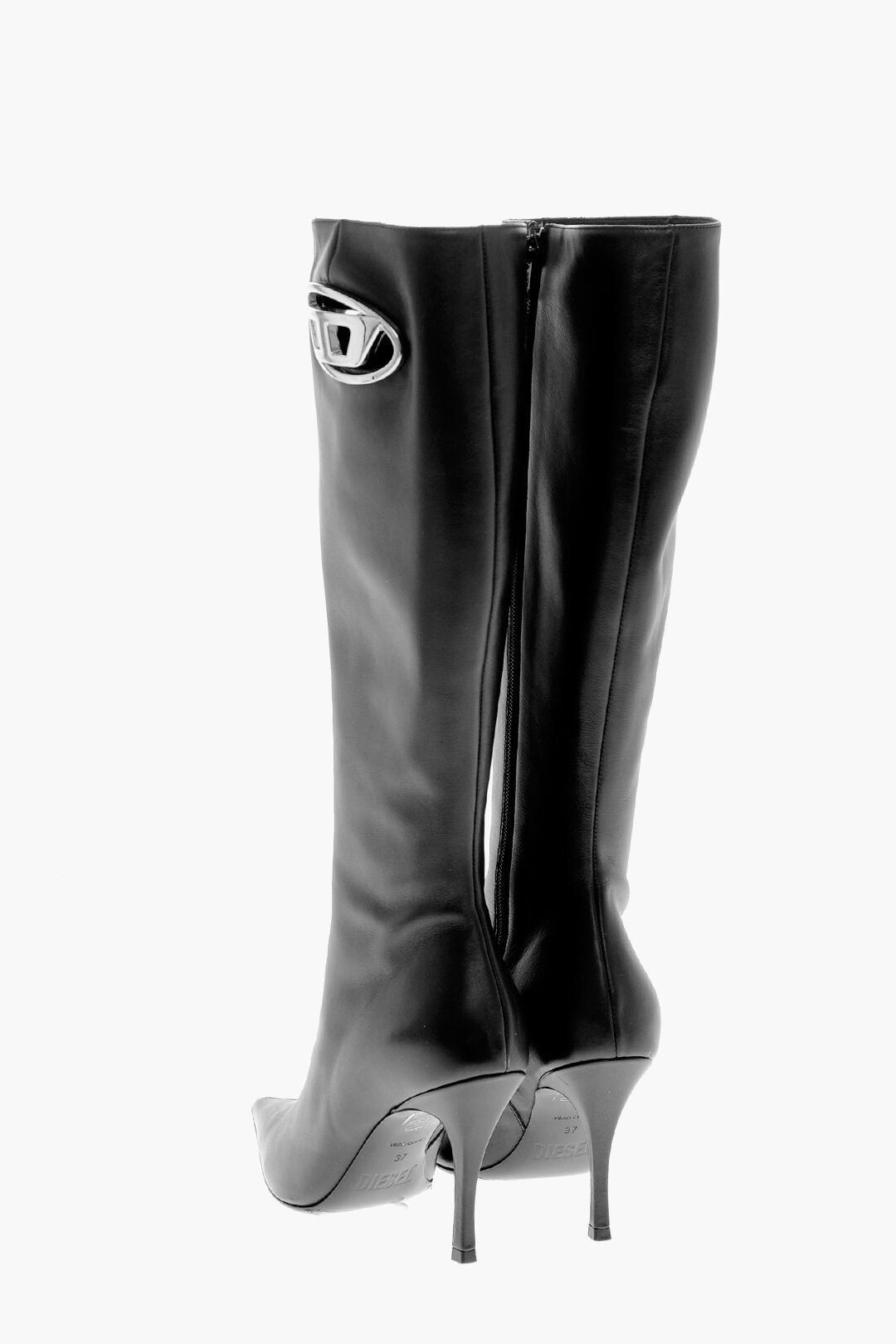 Diesel Leather Boots D-VENUS With Cut-Out Logo And 9cm Heel Size US 6 / IT 36 - 2 Thumbnail