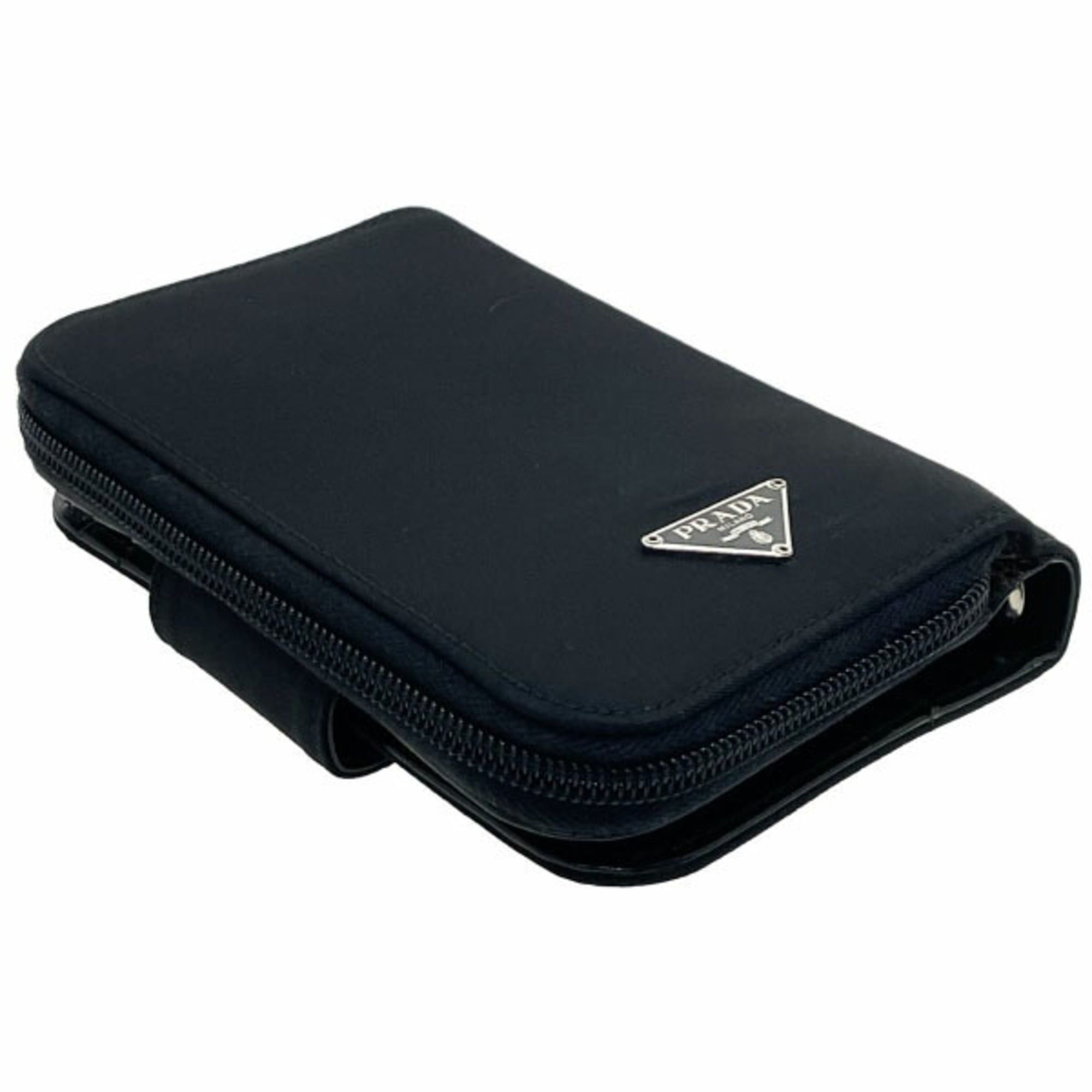 Prada Prada Triangle Agenda Planner Cover, Nylon and Leather, Black, with Triangular Plate, Fits Address Books, Memo Pads, Notebooks, 6-Hole Design, Suitable for Medium Wallets, NERO HW-16376 Size ONE SIZE - 4 Thumbnail
