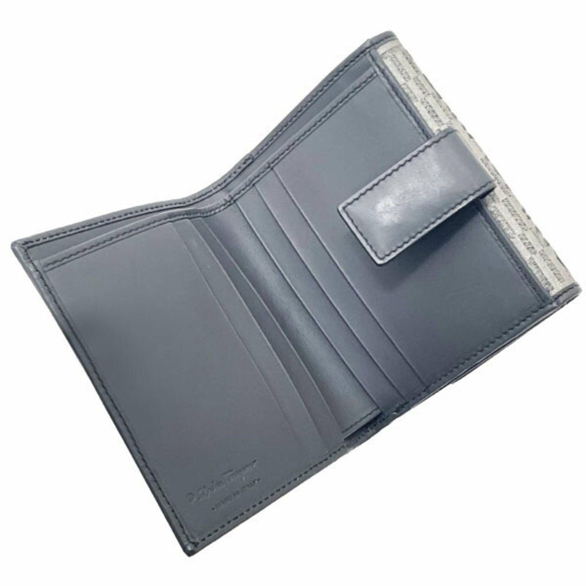 Salvatore Ferragamo Salvatore Ferragamo Wallet, Plate, Double Canvas and Leather, Gray, Size 22 8253, Bifold Compact KAMY-16588 Size ONE SIZE - 6 Thumbnail