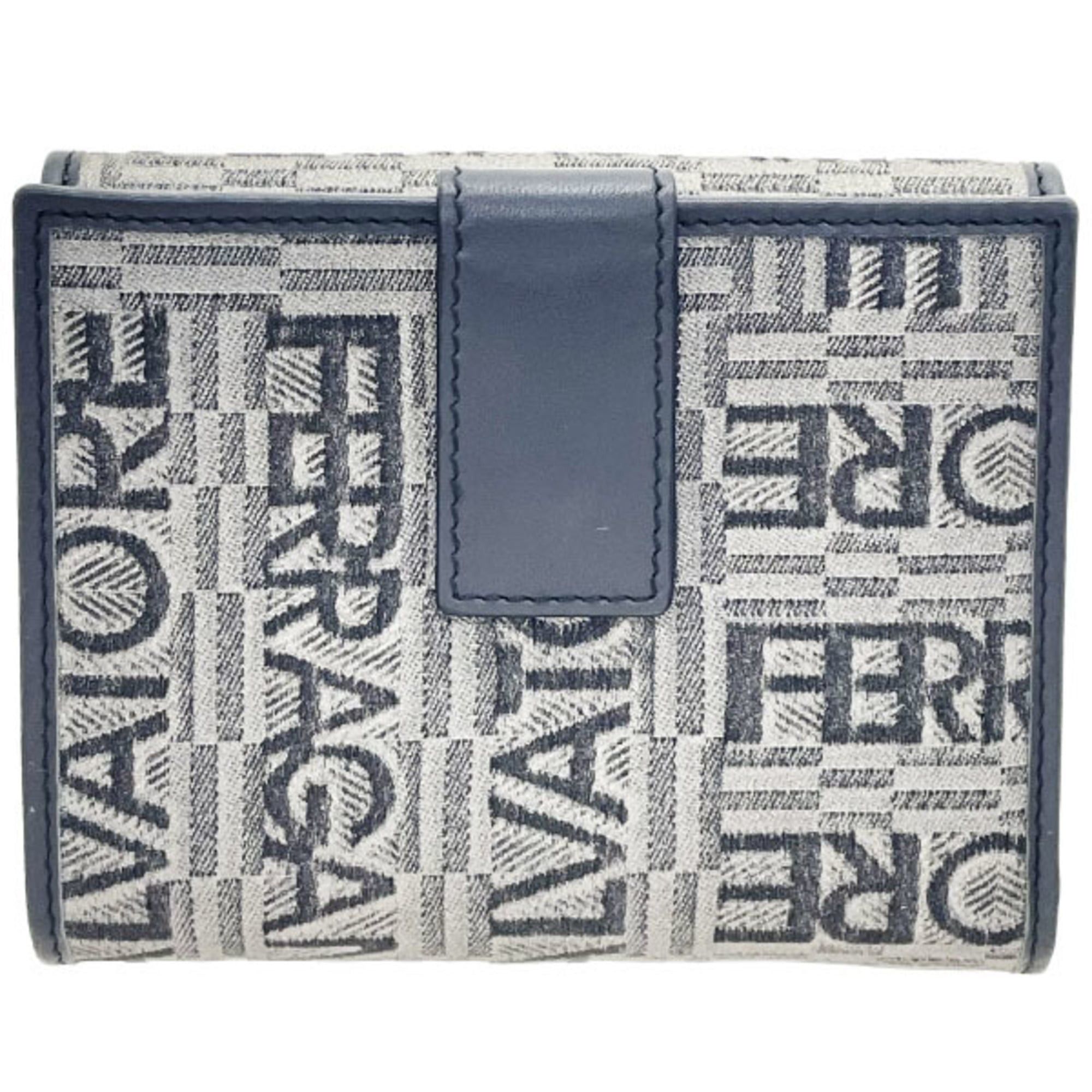 Salvatore Ferragamo Salvatore Ferragamo Wallet, Plate, Double Canvas and Leather, Gray, Size 22 8253, Bifold Compact KAMY-16588 Size ONE SIZE - 2 Thumbnail