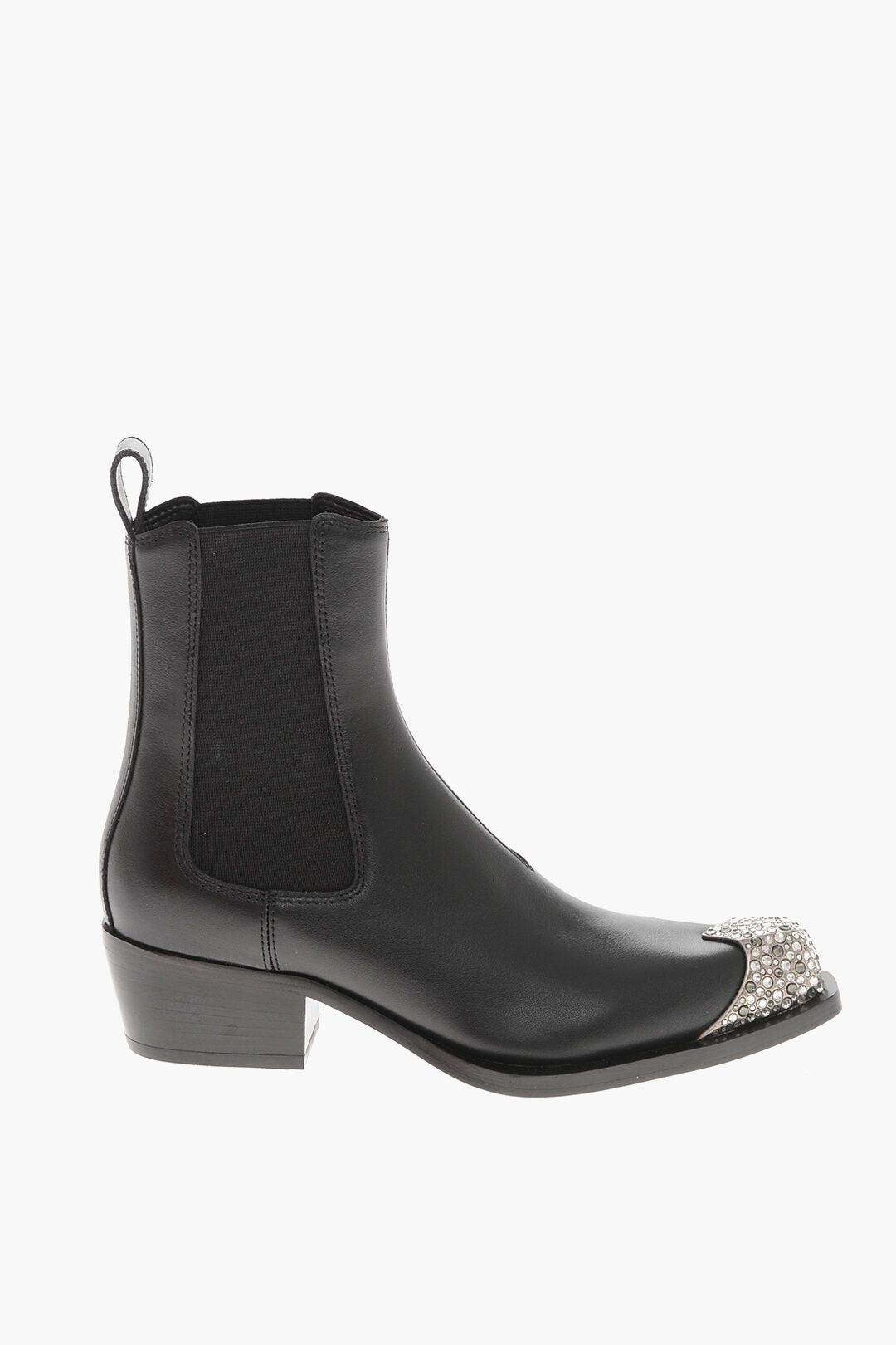Diesel Leather Ankle Boots D-CALAMITY With Rhinestone Toe 5cm Size US 8 / IT 38 - 3 Thumbnail