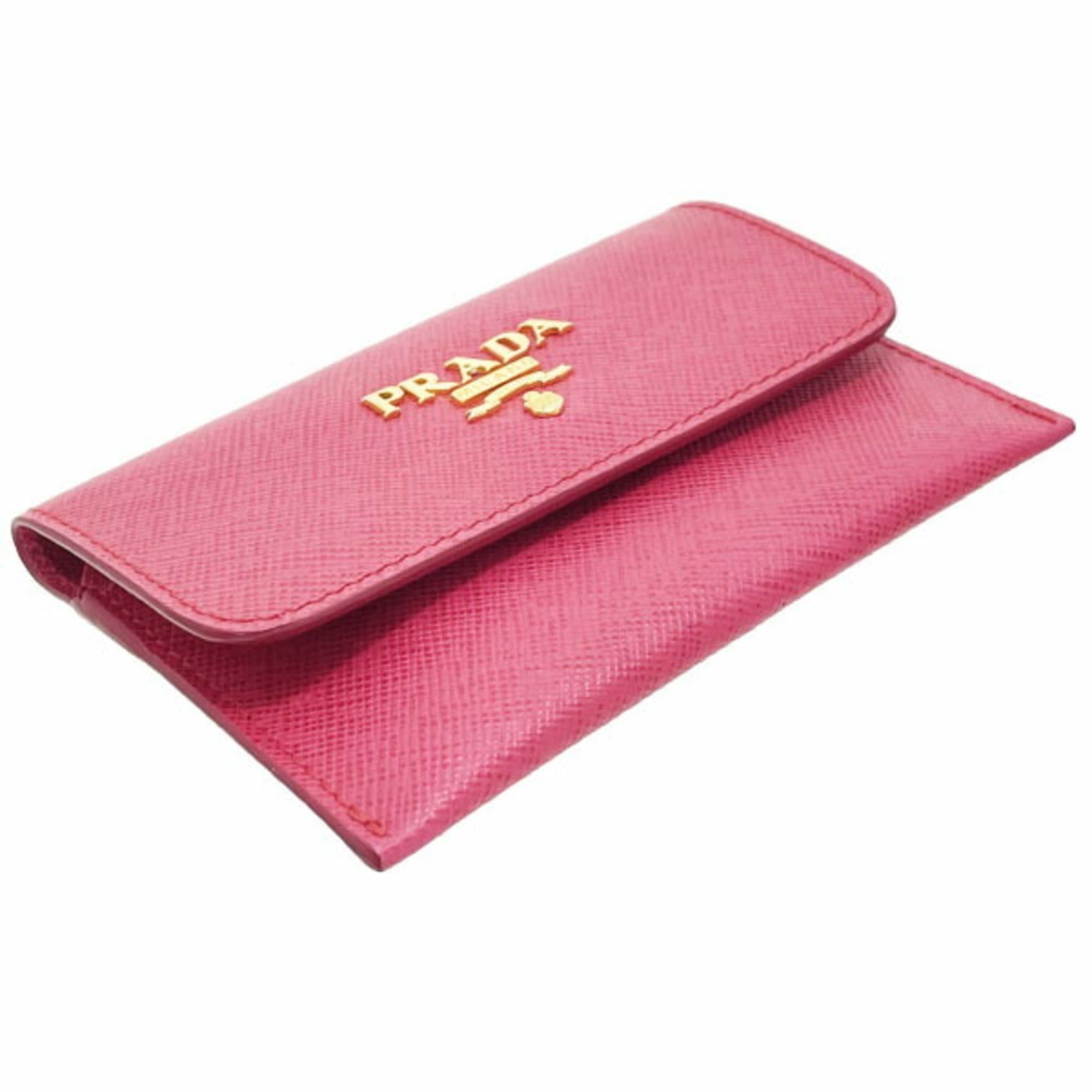 Prada Prada Card Case, Business Holder, Saffiano Leather with Peony Pink Design, PRADA IC Card, ID Pass NN-16611 Size ONE SIZE - 4 Thumbnail