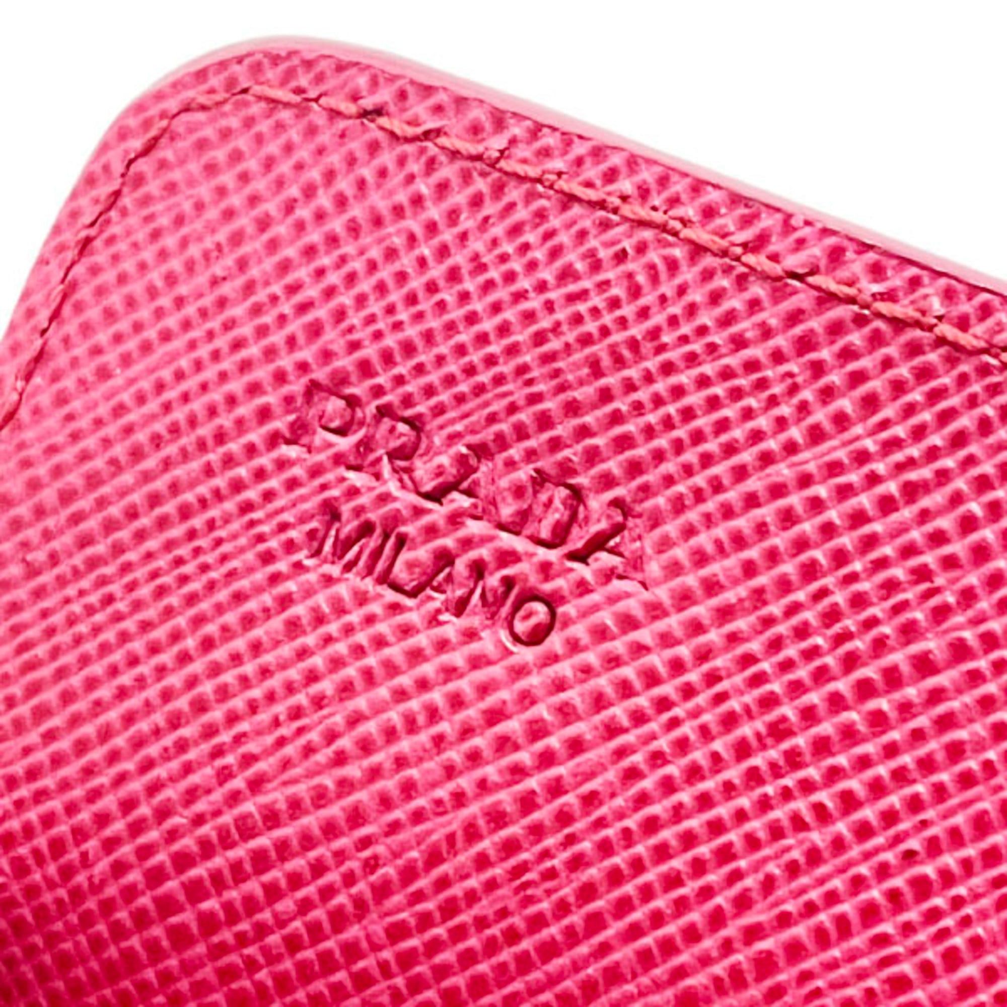 Prada Prada Card Case, Business Holder, Saffiano Leather with Peony Pink Design, PRADA IC Card, ID Pass NN-16611 Size ONE SIZE - 7 Thumbnail