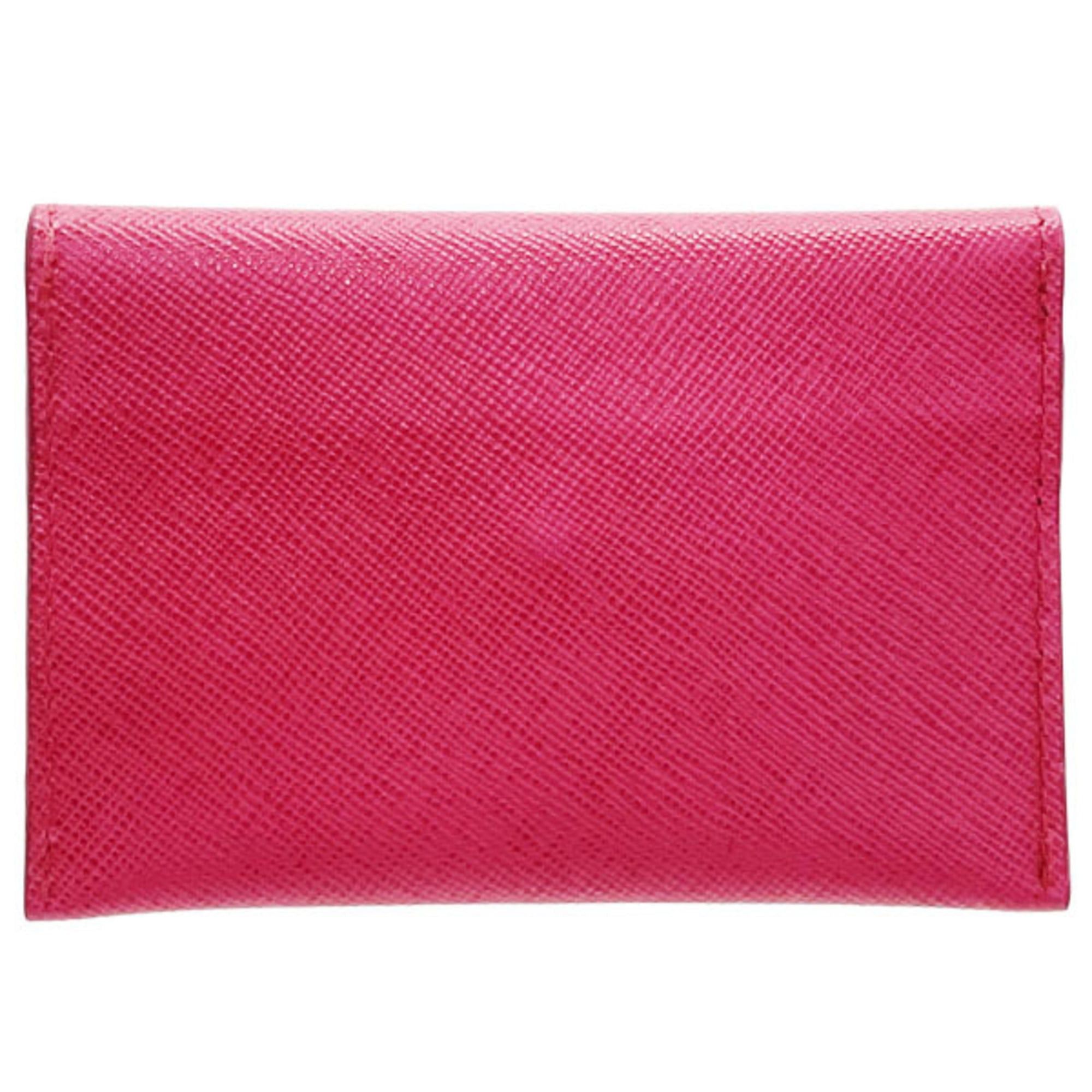 Prada Prada Card Case, Business Holder, Saffiano Leather with Peony Pink Design, PRADA IC Card, ID Pass NN-16611 Size ONE SIZE - 2 Thumbnail