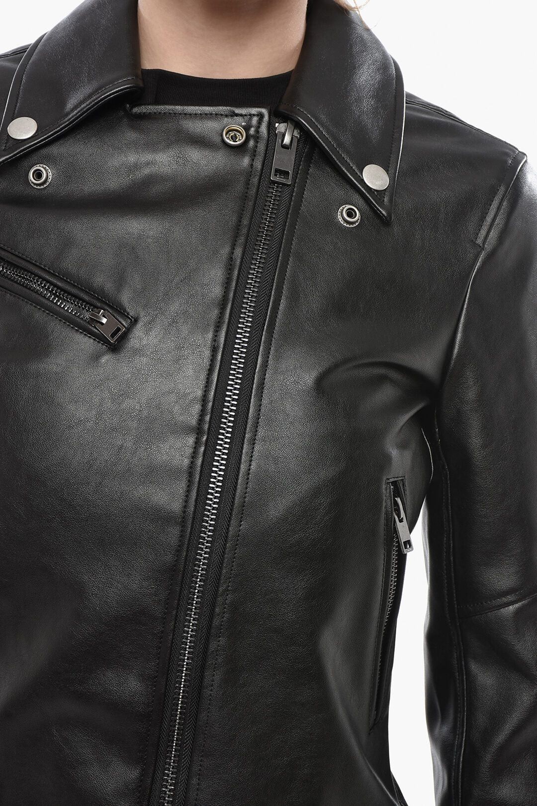 Diesel Vegan Leather Biker Jacket R-SINYA-A-NEW Size XXS / US 00 / IT 34 - 3 Thumbnail