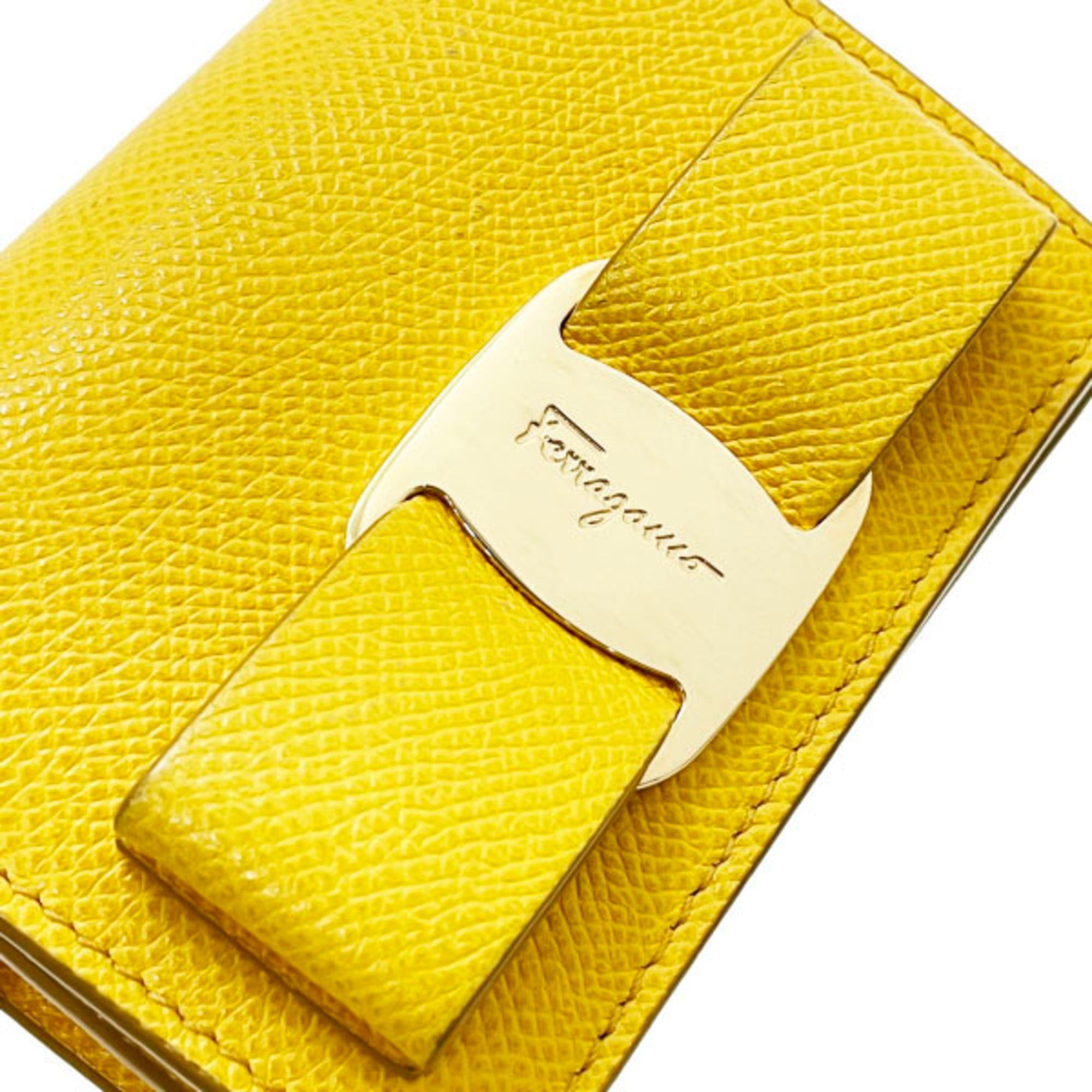 Salvatore Ferragamo Salvatore Ferragamo Vara Bifold Wallet in Yellow Leather, Size 22 (D515) and VARA Compact with Ribbon (MAN-12035). Size ONE SIZE - 5 Thumbnail