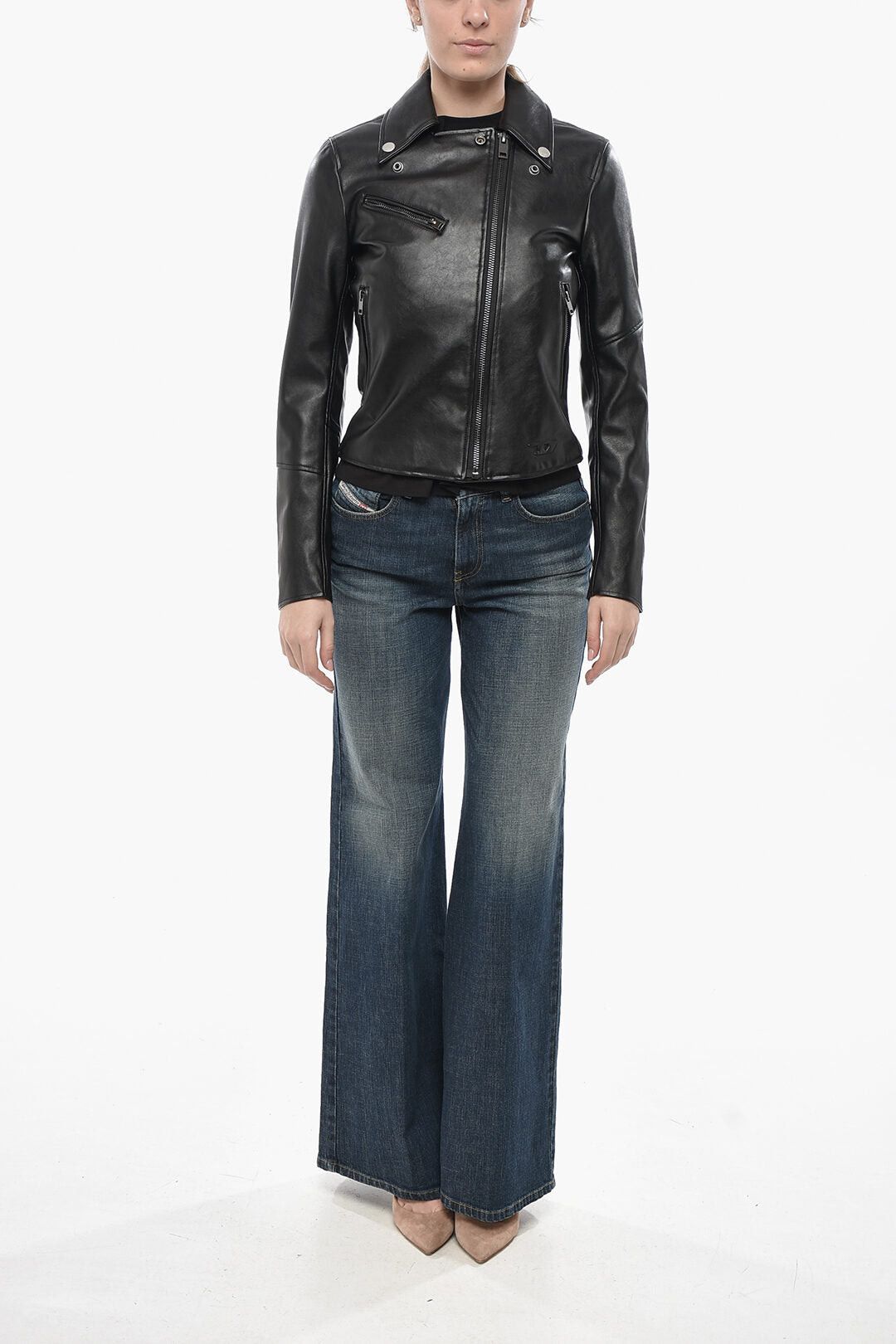 Diesel Vegan Leather Biker Jacket R-SINYA-A-NEW Size XS / US 0-2 / IT 36-38 - 4 Thumbnail