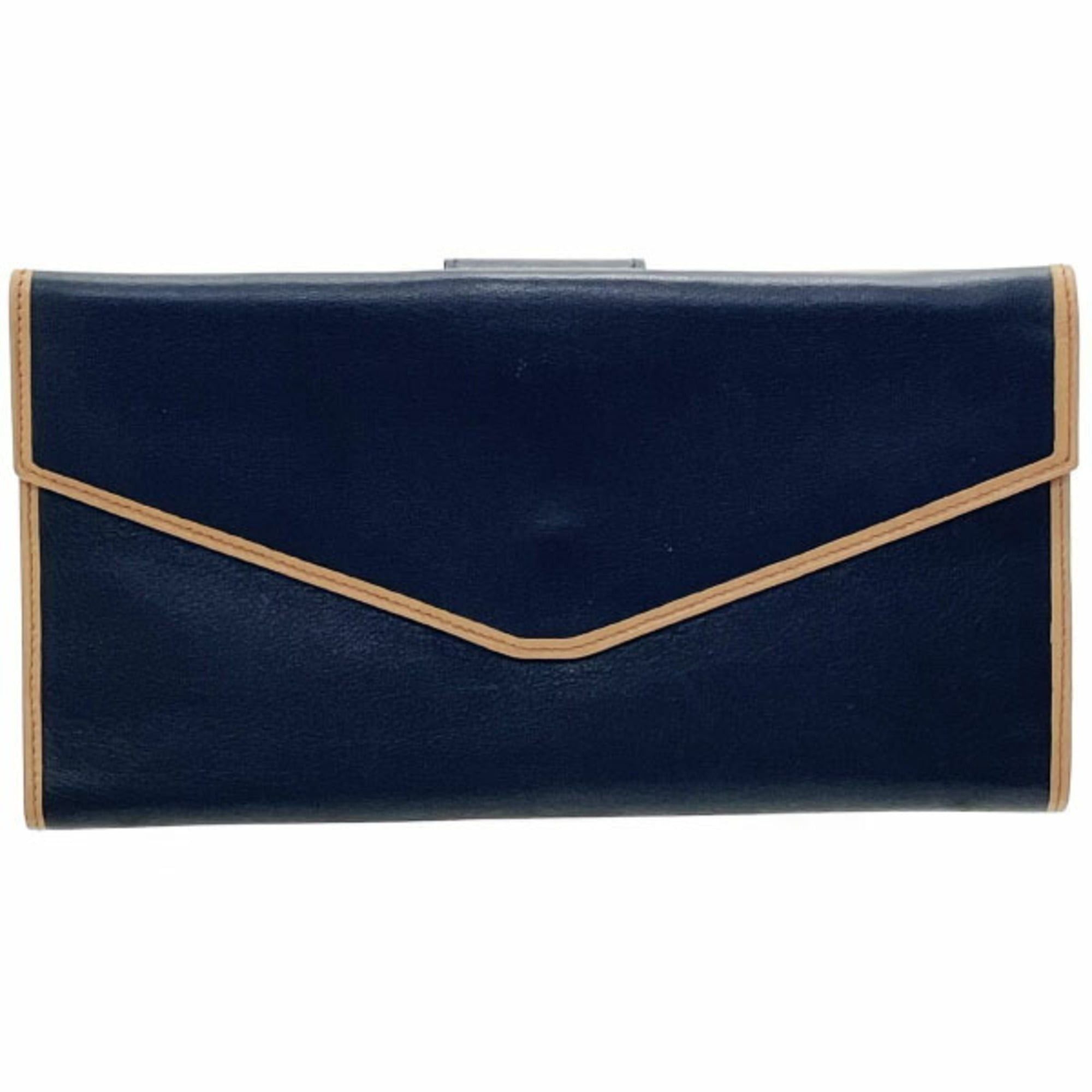 Celine Celine double-fold long wallet in navy and natural brown leather with Triomphe hardware, MM-16560 Size ONE SIZE - 2 Thumbnail