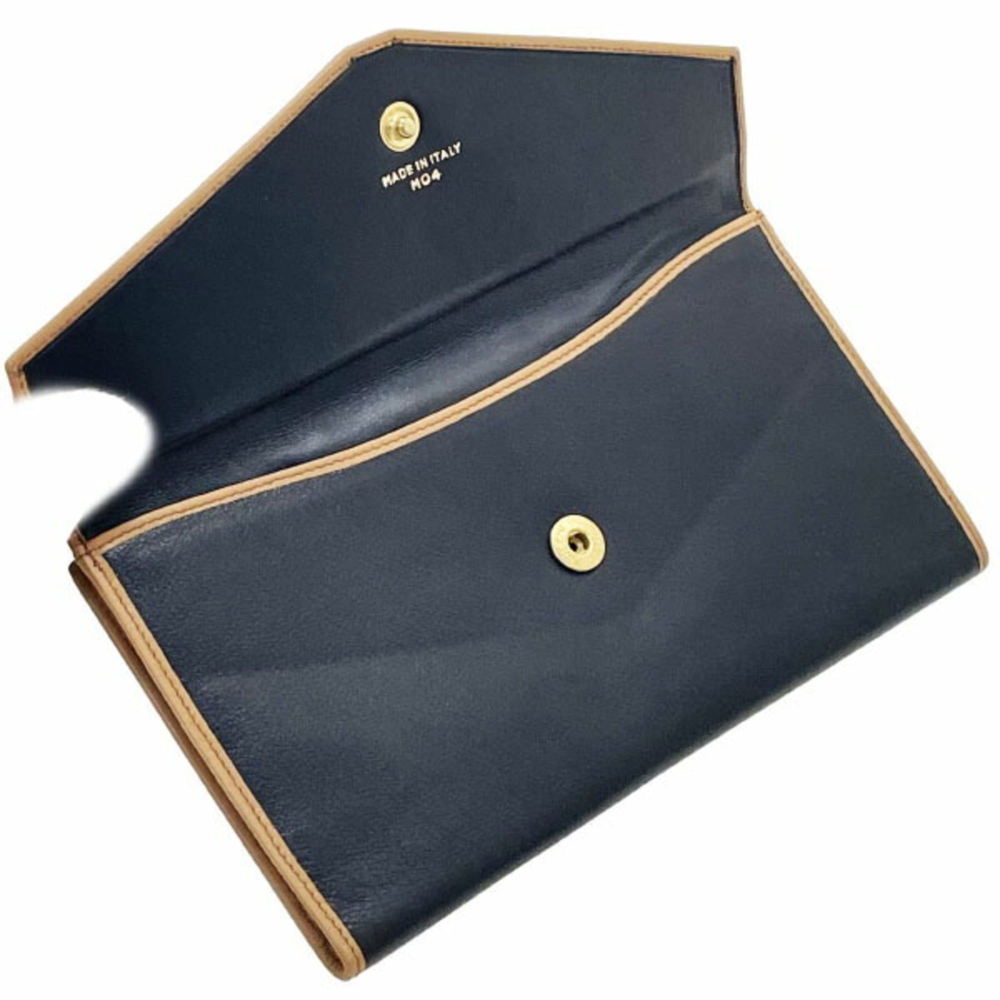 Celine Celine double-fold long wallet in navy and natural brown leather with Triomphe hardware, MM-16560 Size ONE SIZE - 8 Thumbnail