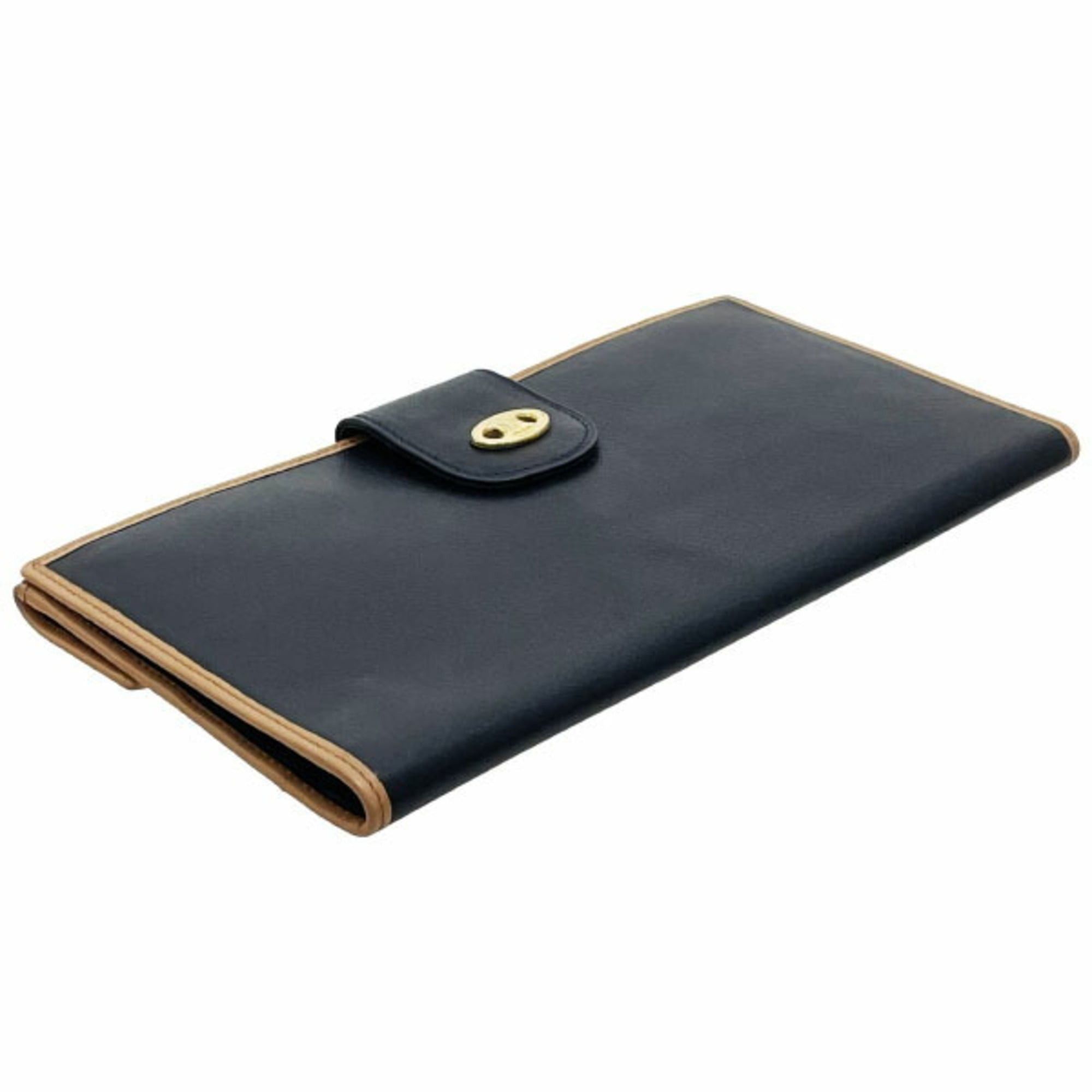 Celine Celine double-fold long wallet in navy and natural brown leather with Triomphe hardware, MM-16560 Size ONE SIZE - 4 Thumbnail