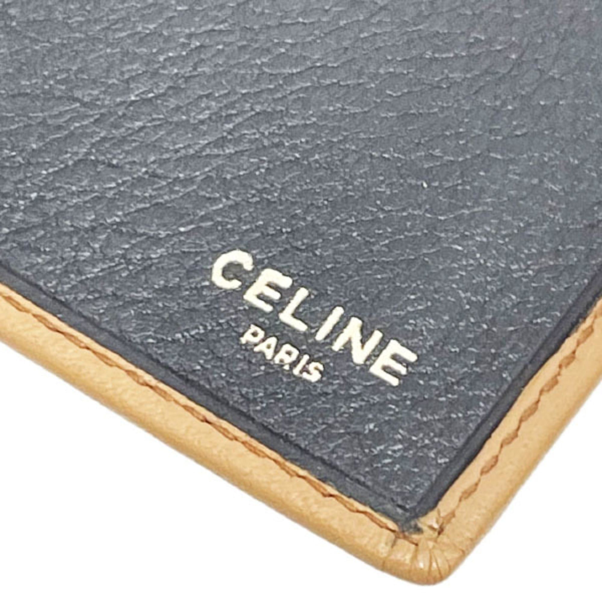 Celine Celine double-fold long wallet in navy and natural brown leather with Triomphe hardware, MM-16560 Size ONE SIZE - 7 Thumbnail