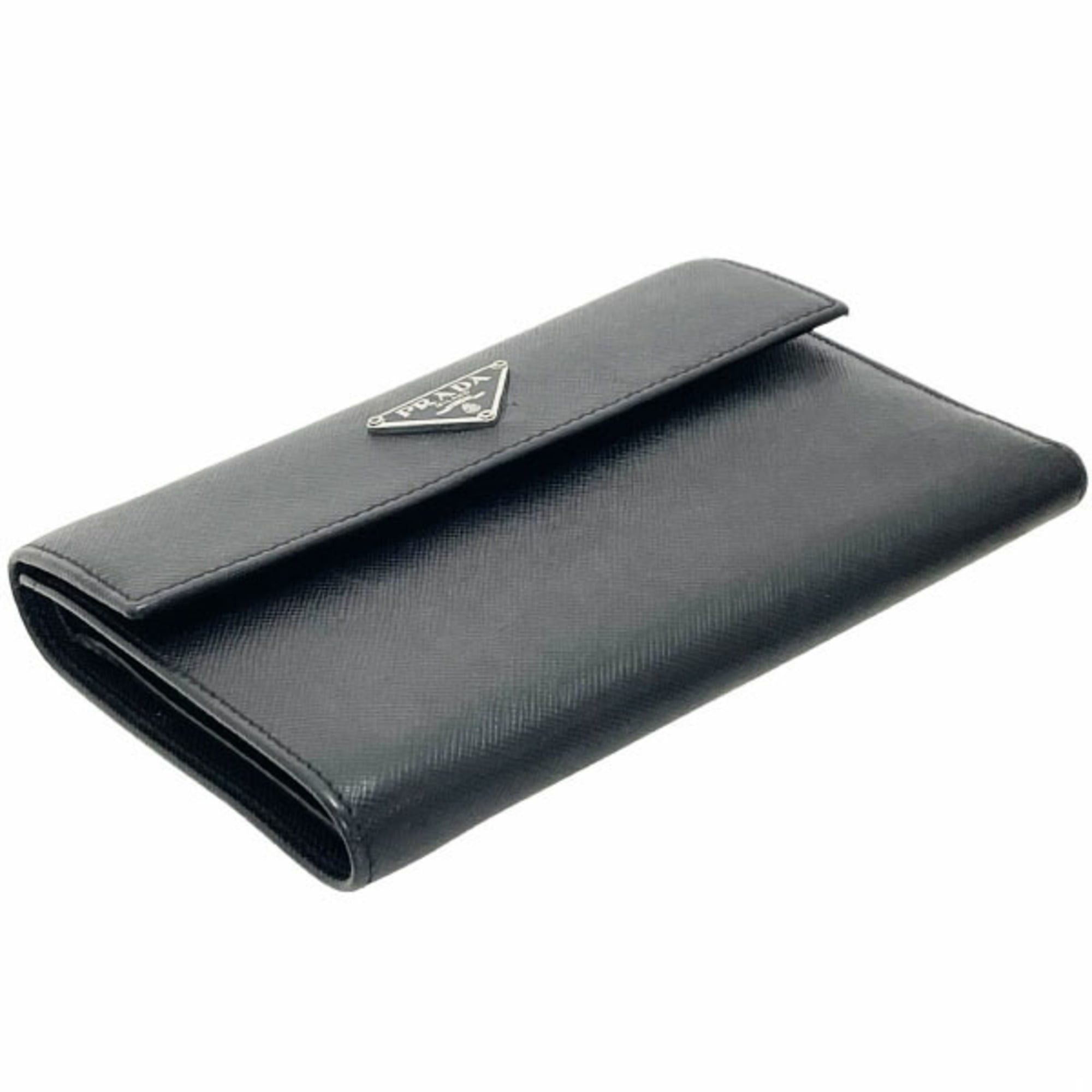Prada Prada Triangle Trifold Wallet, Saffiano Leather, Black, M510A, PRADA Plate, Medium SAFFIANO NERO, YY-16549 Size ONE SIZE - 4 Thumbnail