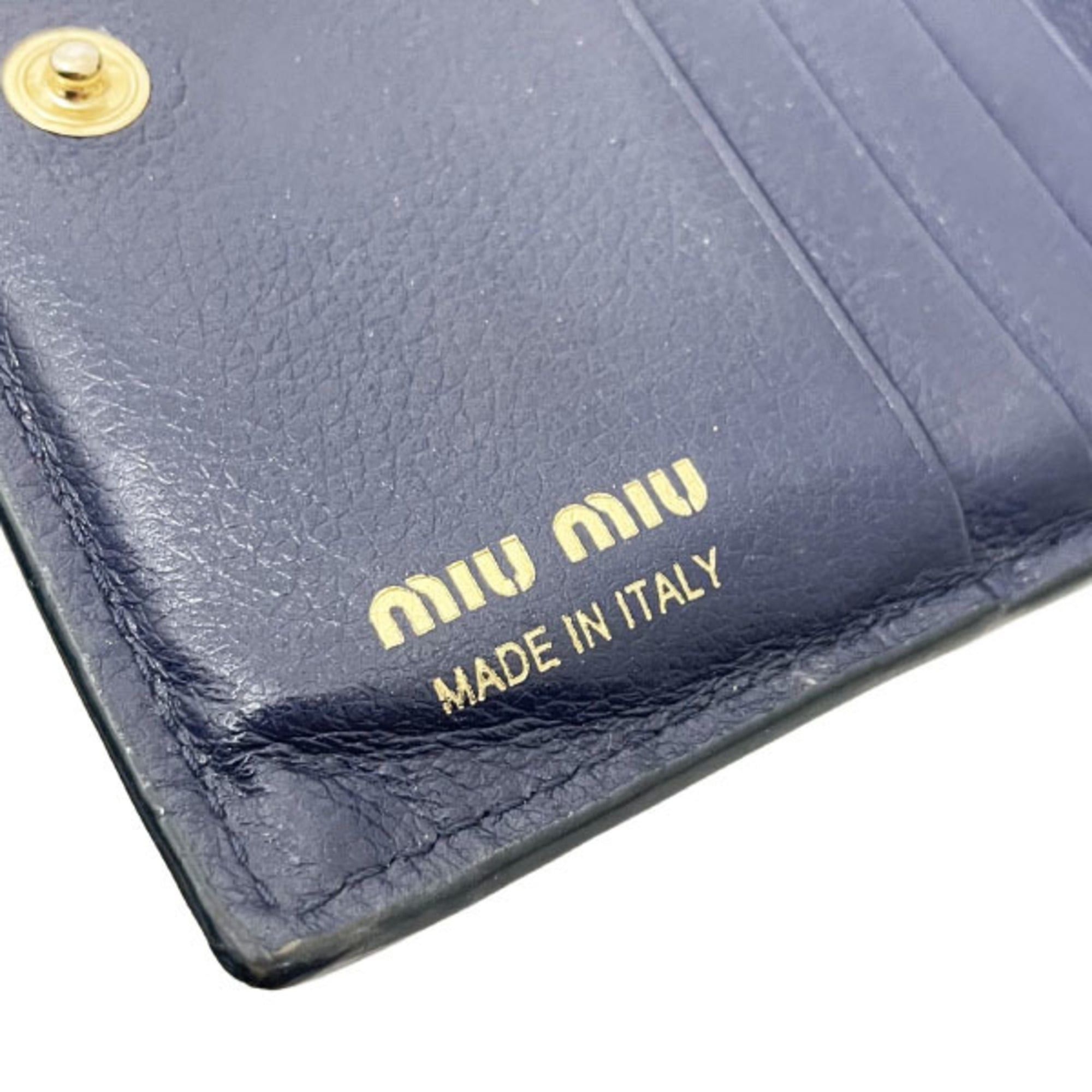 Miu Miu Miu Miu Miu Floral Bifold Wallet in Leather with Glitter and Multicolored Navy Blue (5MV204) MIU Compact MAN-16423 Size ONE SIZE - 10 Thumbnail