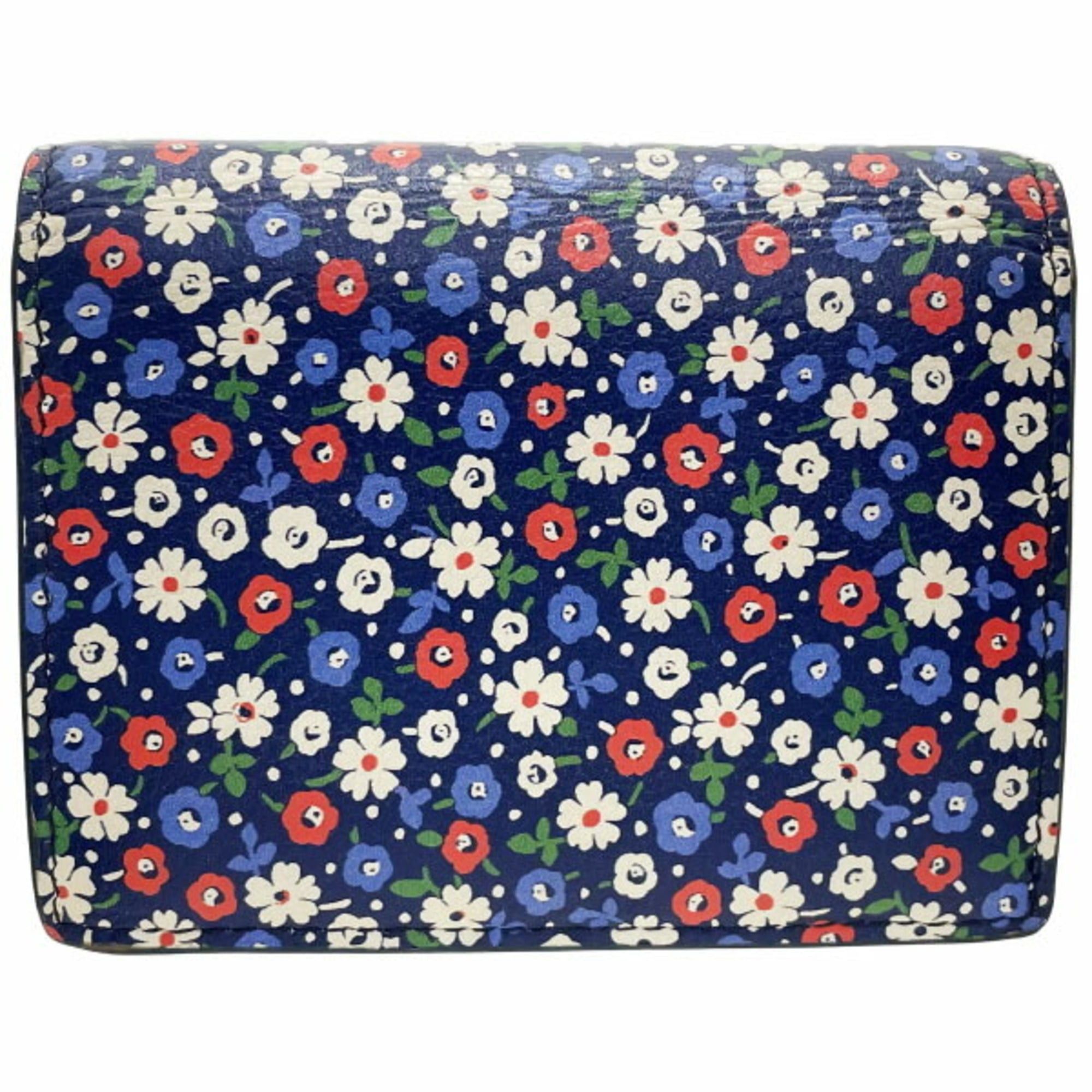 Miu Miu Miu Miu Miu Floral Bifold Wallet in Leather with Glitter and Multicolored Navy Blue (5MV204) MIU Compact MAN-16423 Size ONE SIZE - 2 Thumbnail
