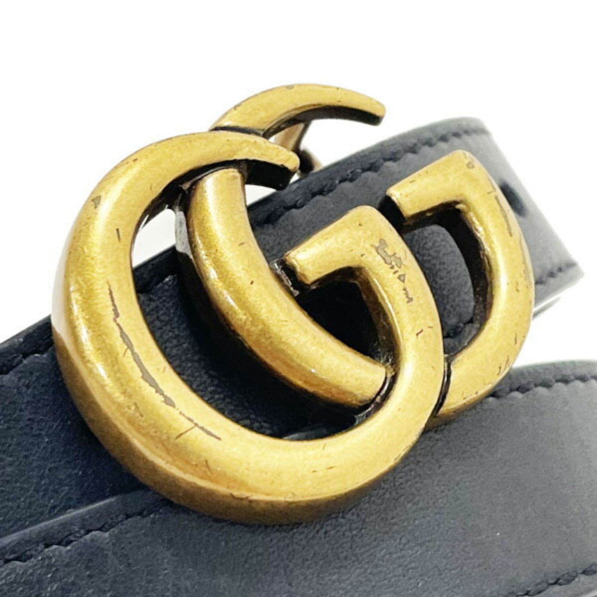 Gucci Gucci GG Marmont Women's Leather Belt, Black Buckle, Size 90cm, 409417, GUCCI Double G Narrow Women's, HH-16310 Size ONE SIZE - 3 Thumbnail