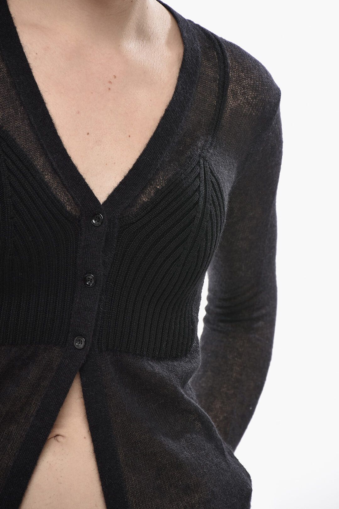 Diesel Semi-Transparent Cardigan M-ARINA With V-Neck Size M / US 6-8 / IT 42-44 - 3 Thumbnail
