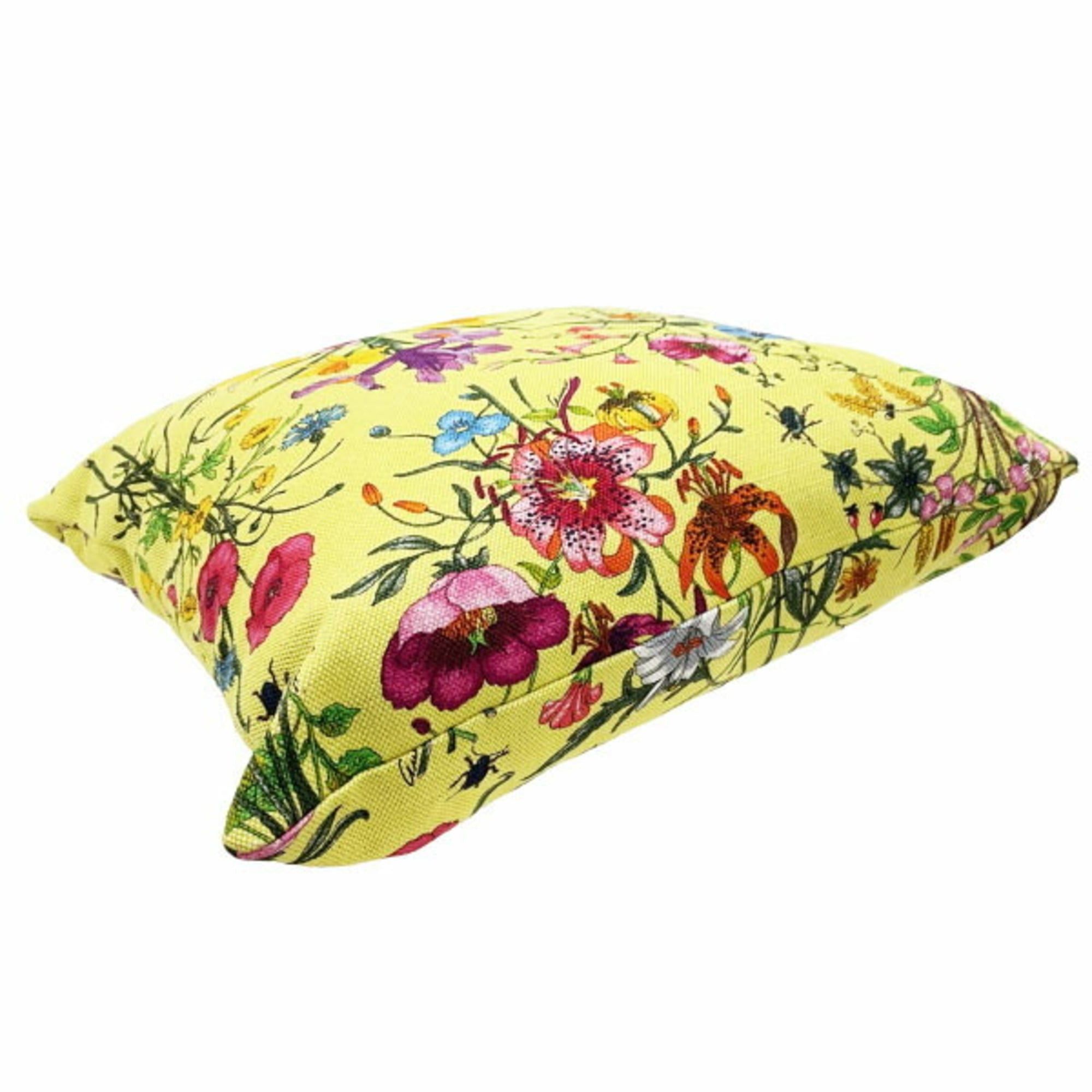 Gucci Gucci Flora Throw Pillow, Cotton and Linen, Multicolored Yellow, GUCCI Flower Mini Cushion, Pillow AA-16632 Size ONE SIZE - 4 Thumbnail