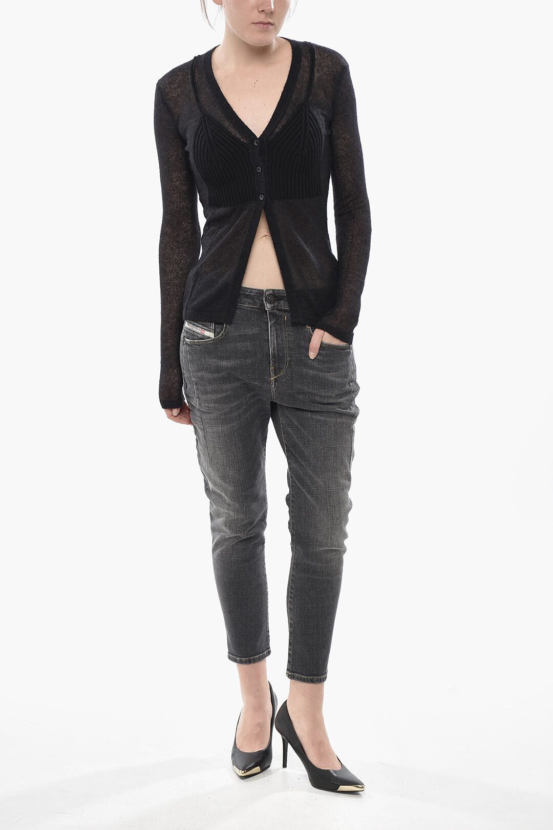 Diesel Semi-Transparent Cardigan M-ARINA With V-Neck Size S / US 4 / IT 40 - 4 Thumbnail