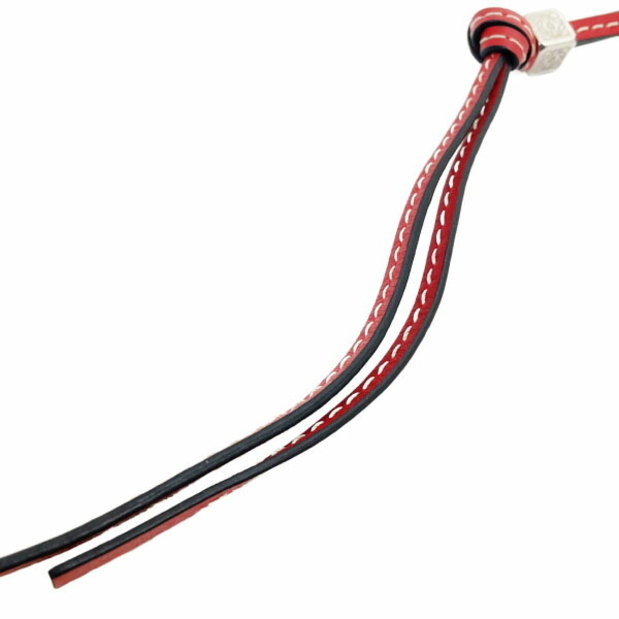 Loewe LOEWE Anagram Charm Small Strap Leather Metal Red Silver Knot Dice Bag Keychain TT-16665 Size ONE SIZE - 5 Thumbnail