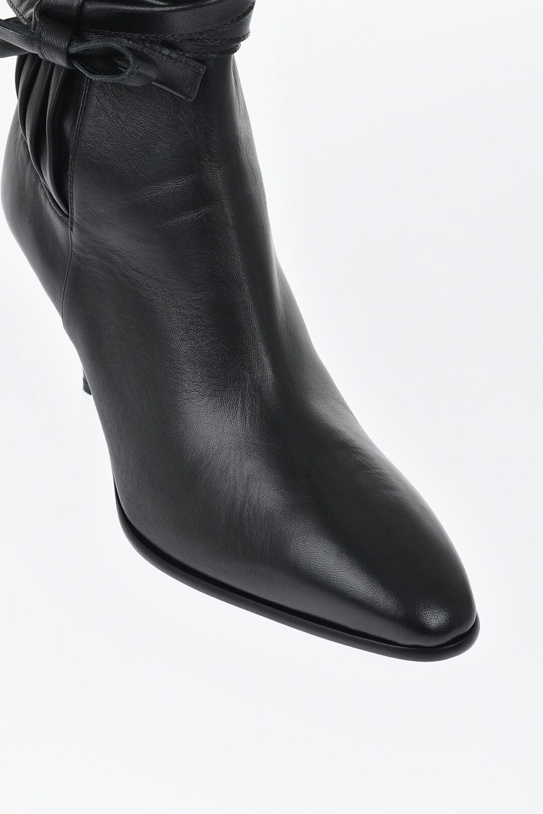 Dsquared2 Leather Ankle Boots with Pleated Details, Side Laces and 7cm Heel Size US 8 / IT 38 - 4 Thumbnail