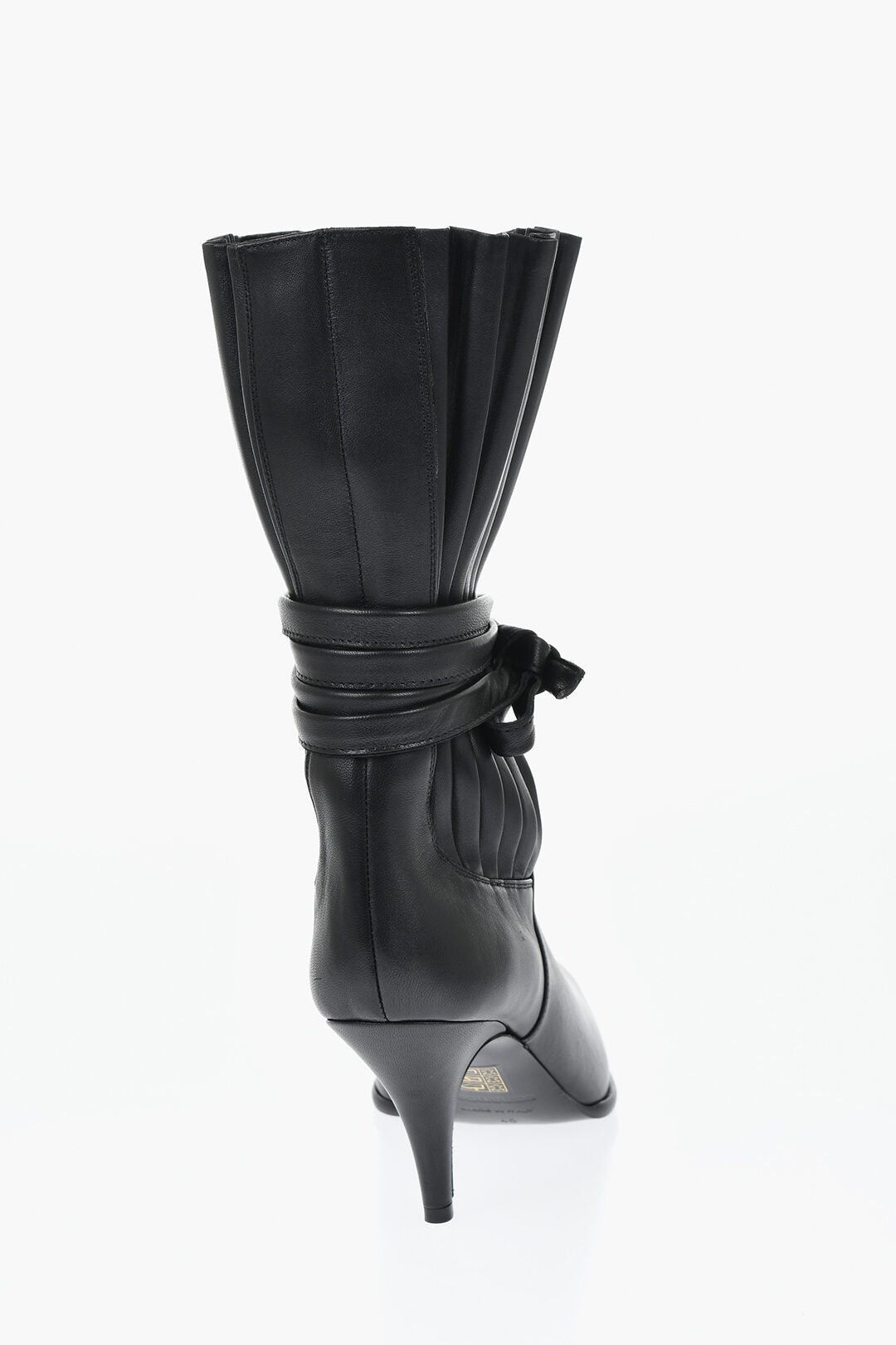 Dsquared2 Leather Ankle Boots with Pleated Details, Side Laces and 7cm Heel Size US 6 / IT 36 - 3 Thumbnail