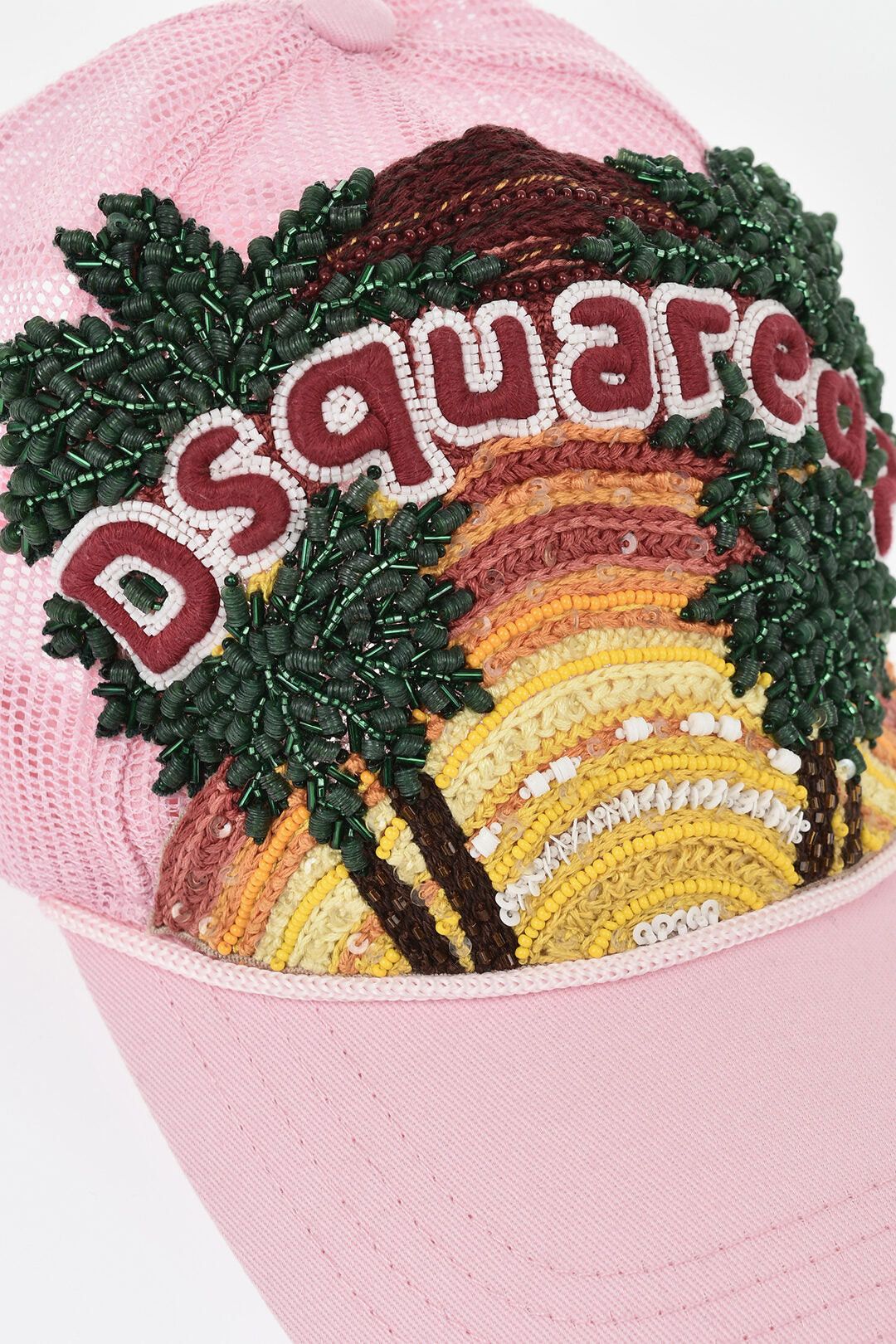 Dsquared2 Cotton and Mesh Baseball Cap TROPICAL with Bead and Sequin Embellishments Size ONE SIZE - 3 Thumbnail