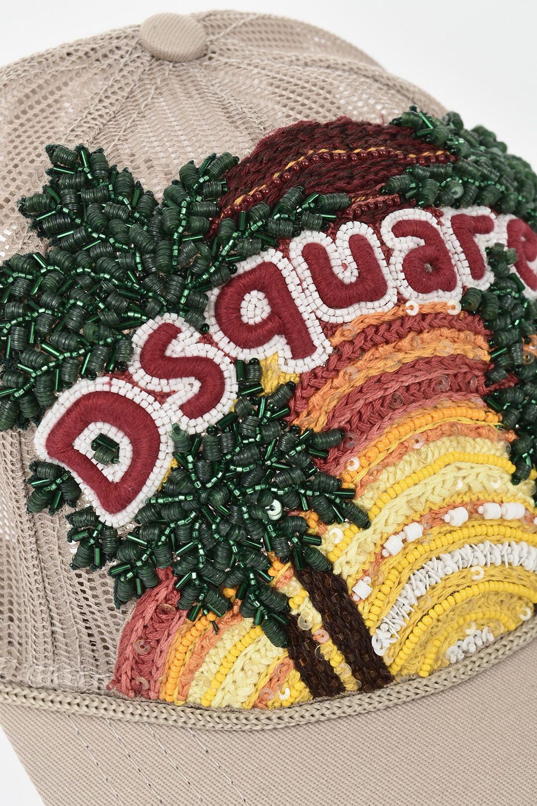 Dsquared2 Cotton and Mesh Baseball Cap TROPICAL with Bead and Sequin Embellishments Size ONE SIZE - 3 Thumbnail